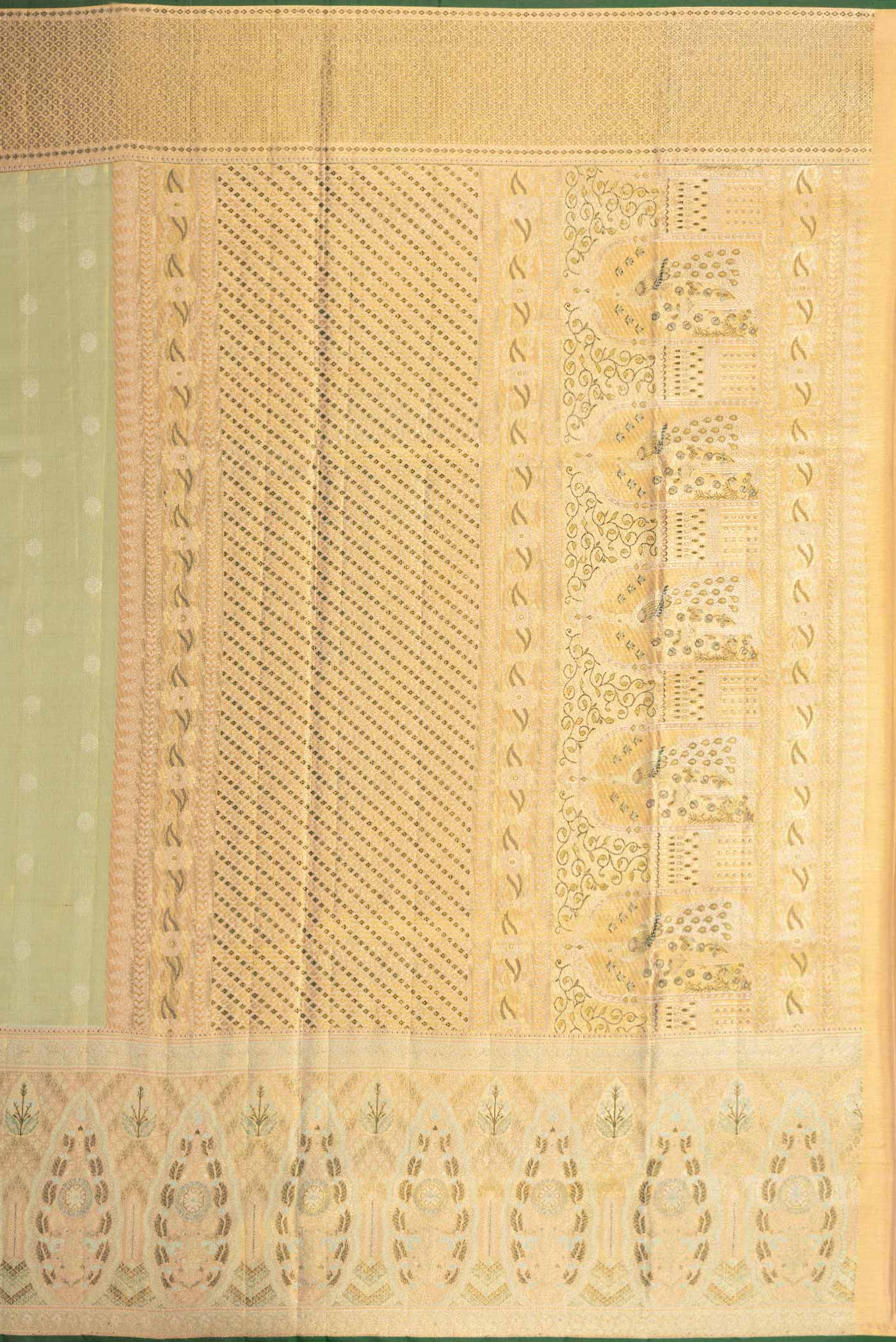 Pista Green Dual Tone Kanchipuram Tissue Silk Saree - Image 7