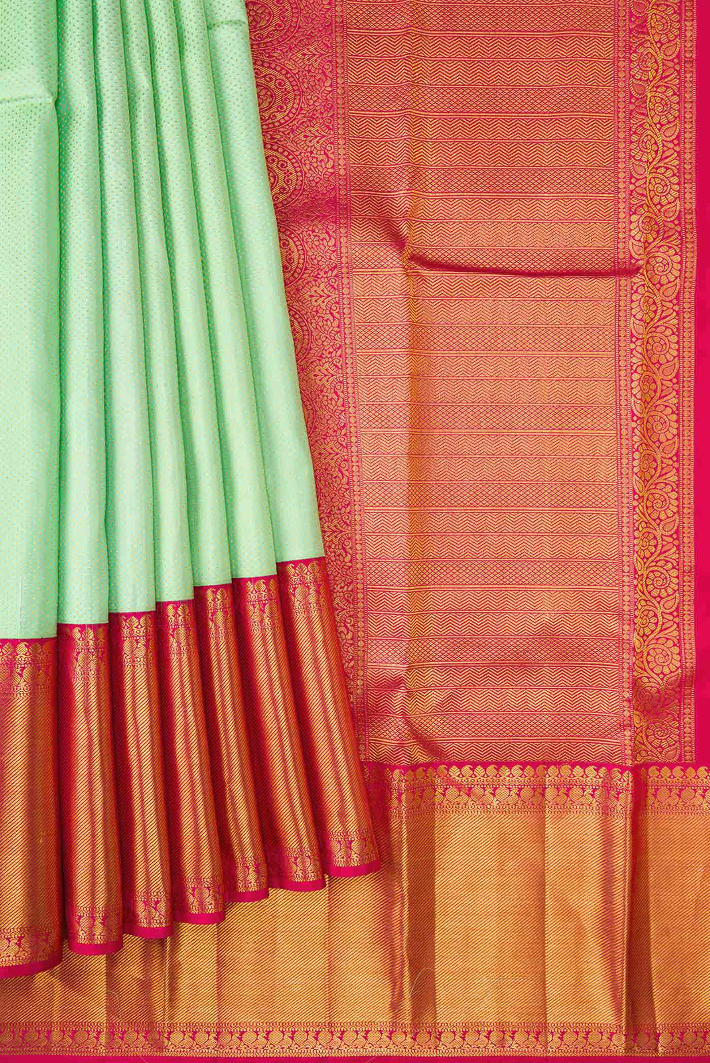 Mint Green Kanjivaram Silk Saree - Image 4