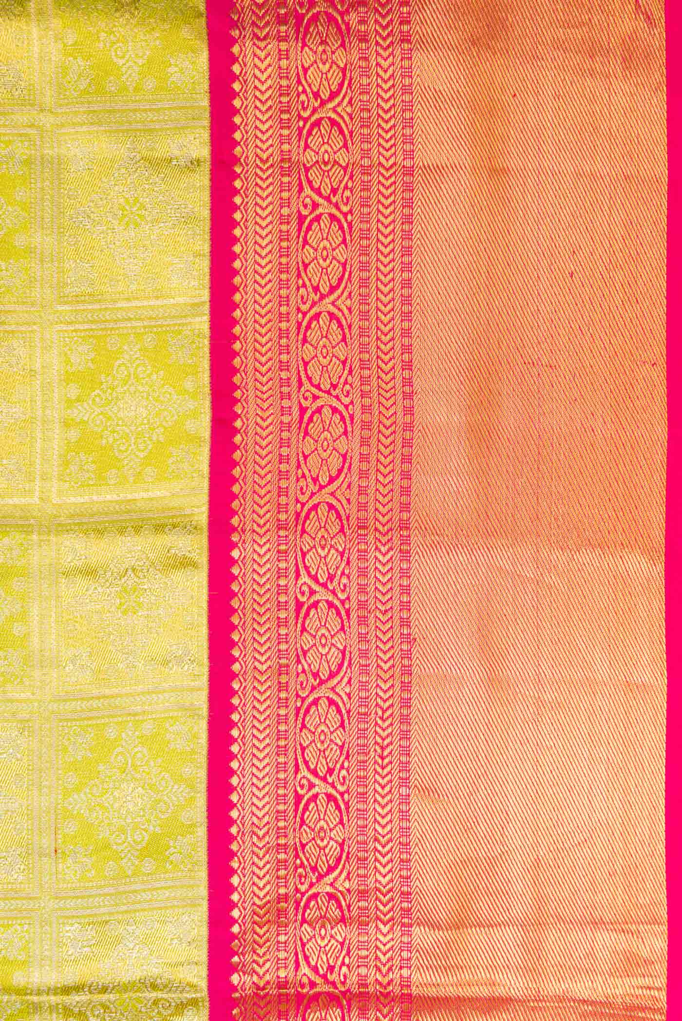 Green with Gold Color Kanjivaram Tissue Silk Saree - Image 3