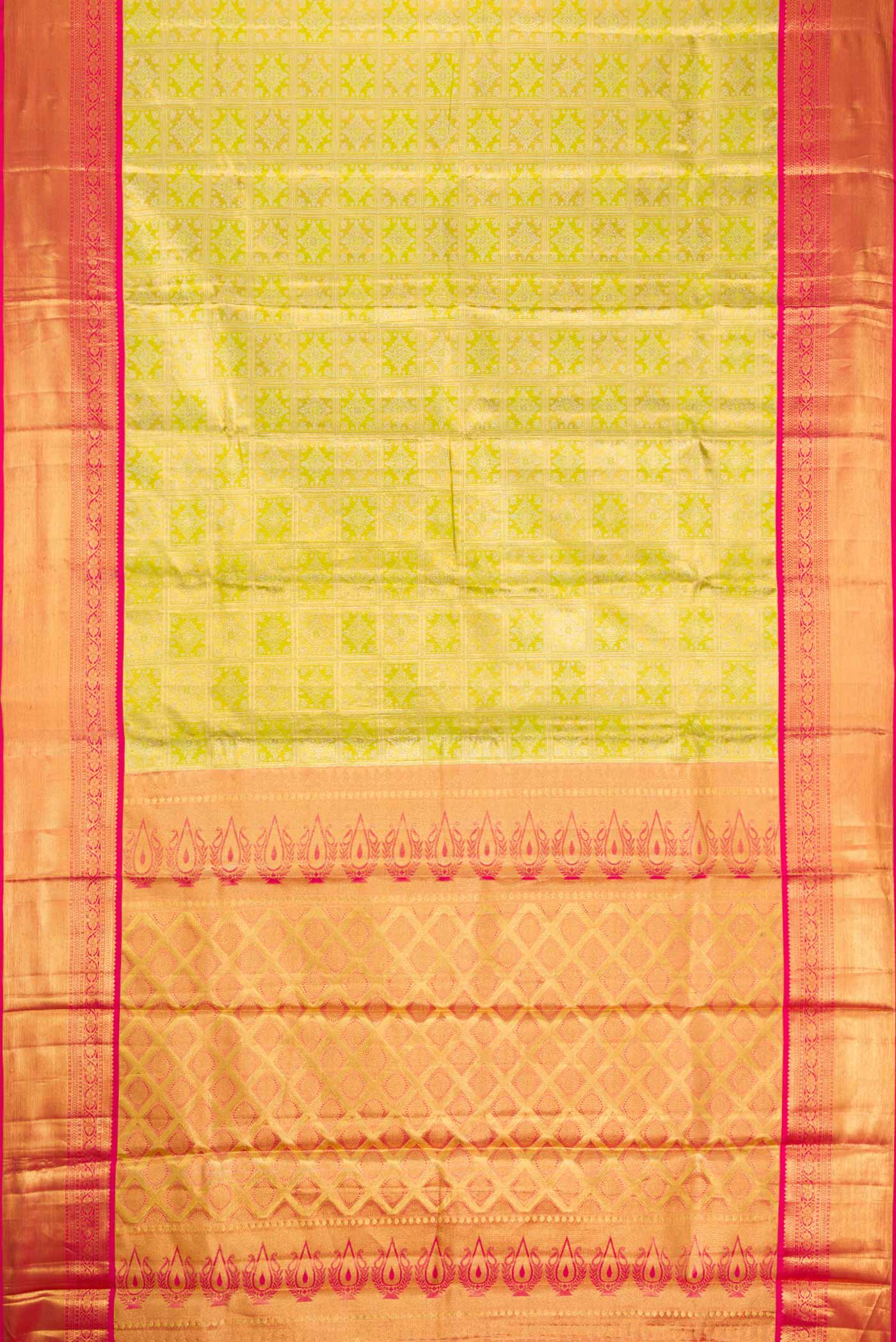 Green with Gold Color Kanjivaram Tissue Silk Saree - Image 6