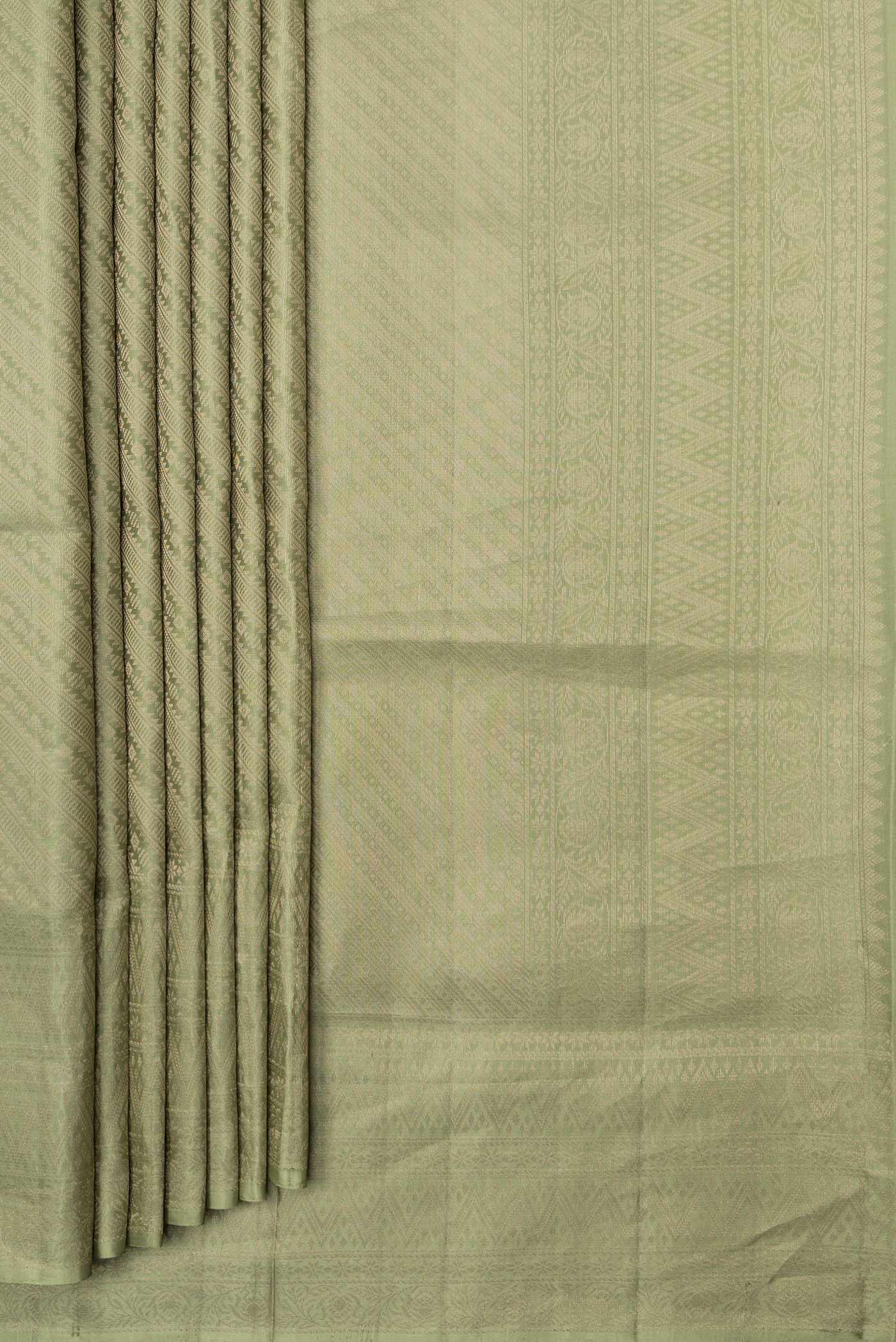 Olive Green Soft Silk Saree - Image 4