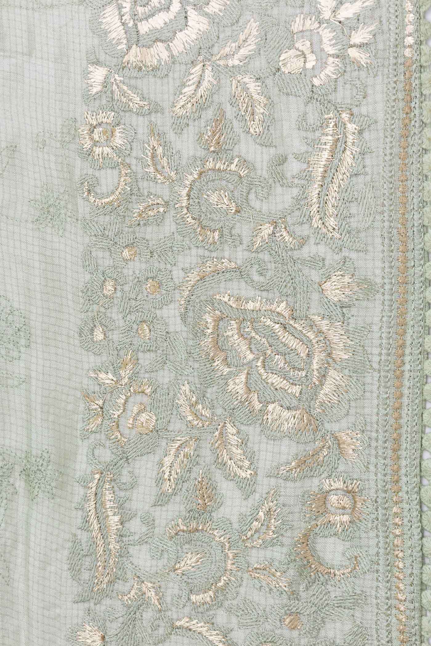 Pista Green Dual Tone Tussar Saree - Image 3