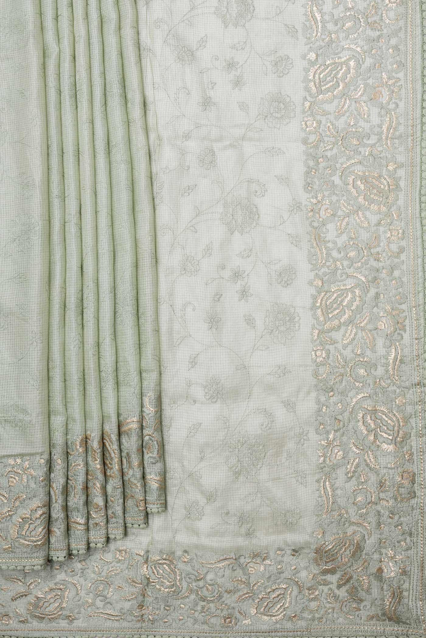 Pista Green Dual Tone Tussar Saree - Image 4