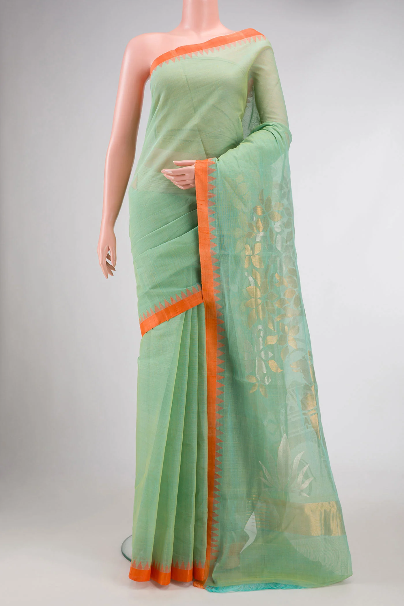 Pure Silk Pure Zari Sea Green Uppada Saree