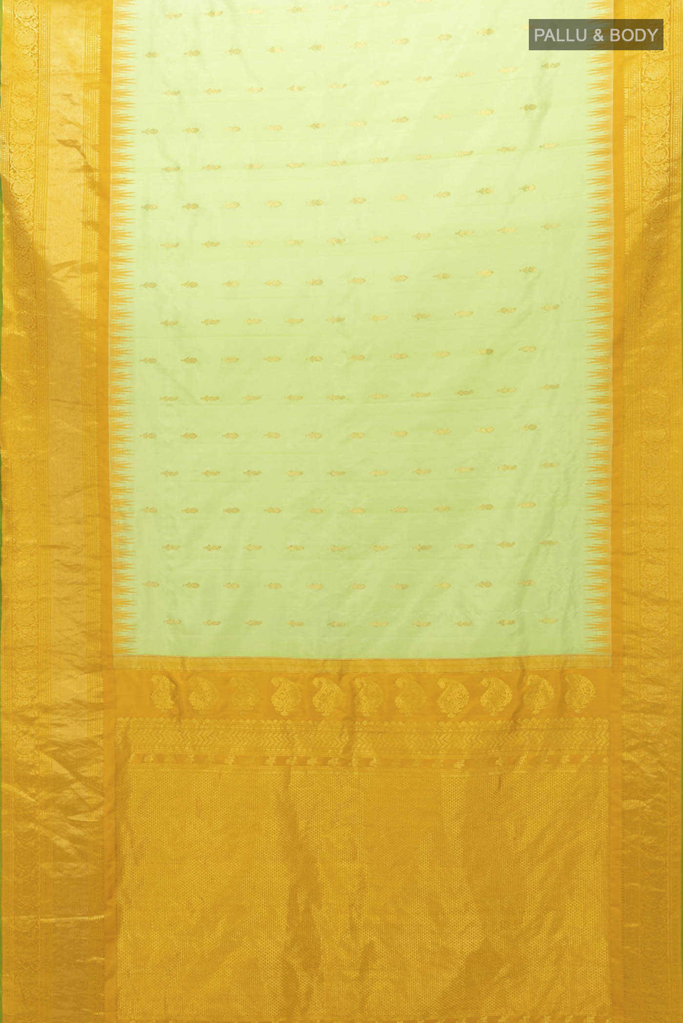 Pista Green Gadwal Silk Saree - Image 5