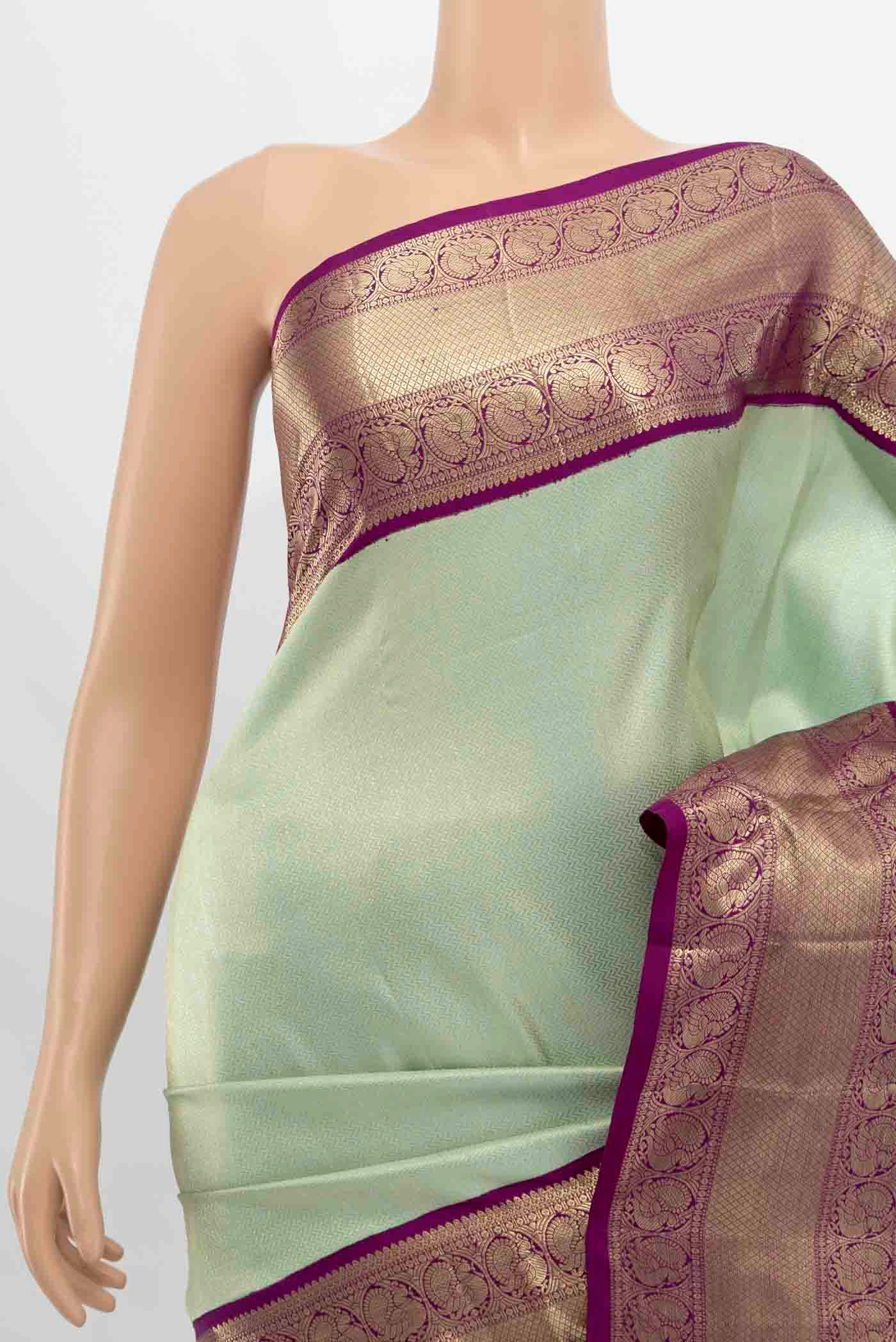 Pista Green Kanchipuram Silk Saree - Image 2