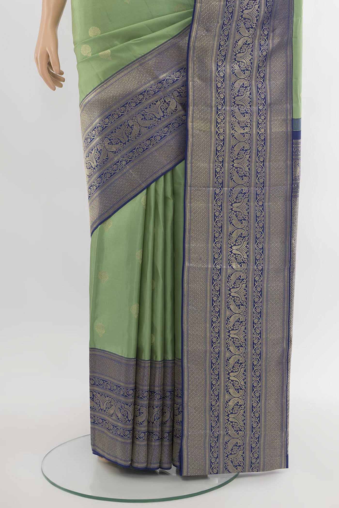 Sage Green Kanjivaram Silk Saree - Image 3