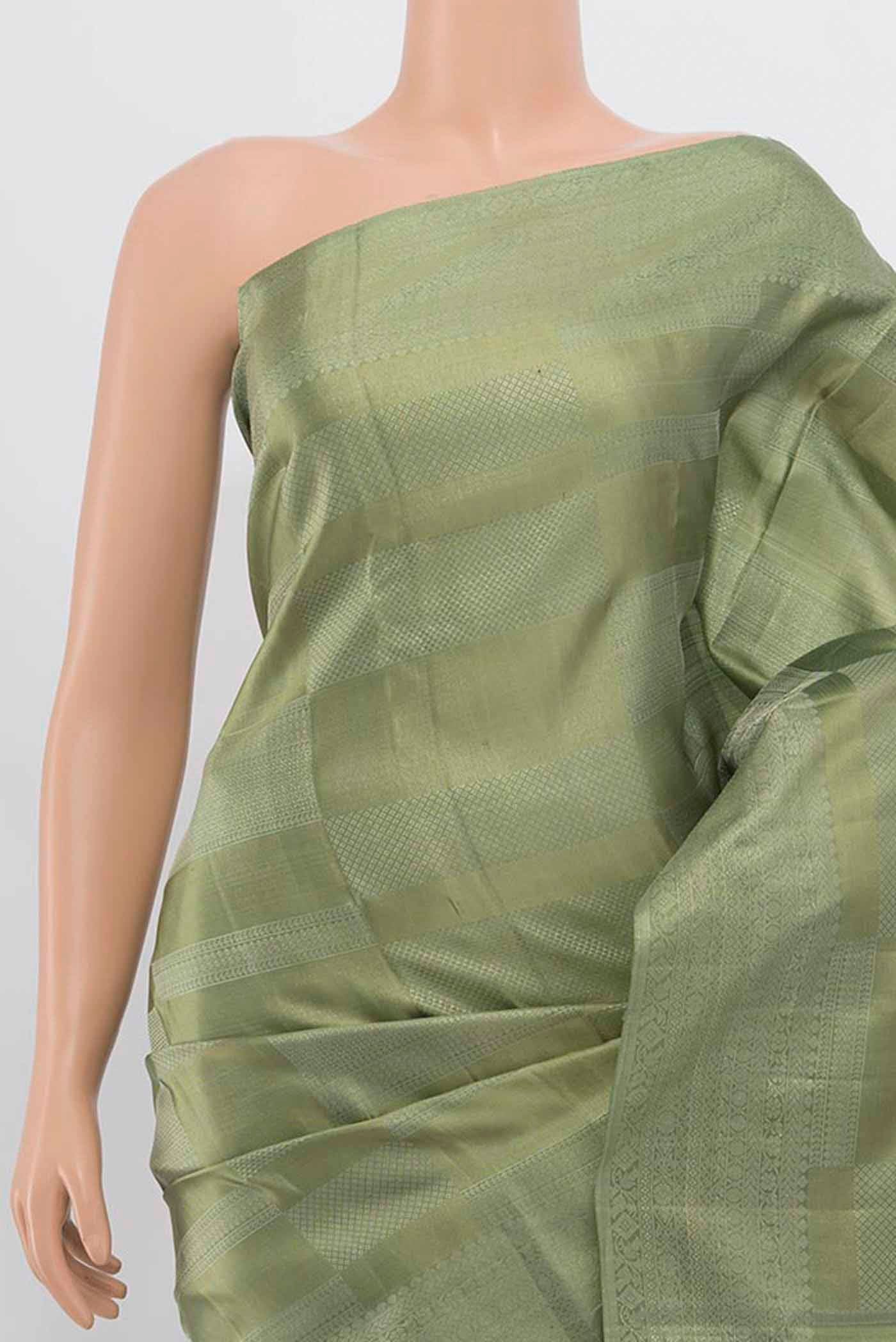 Sage Green Kanjivaram Silk Saree - Image 2