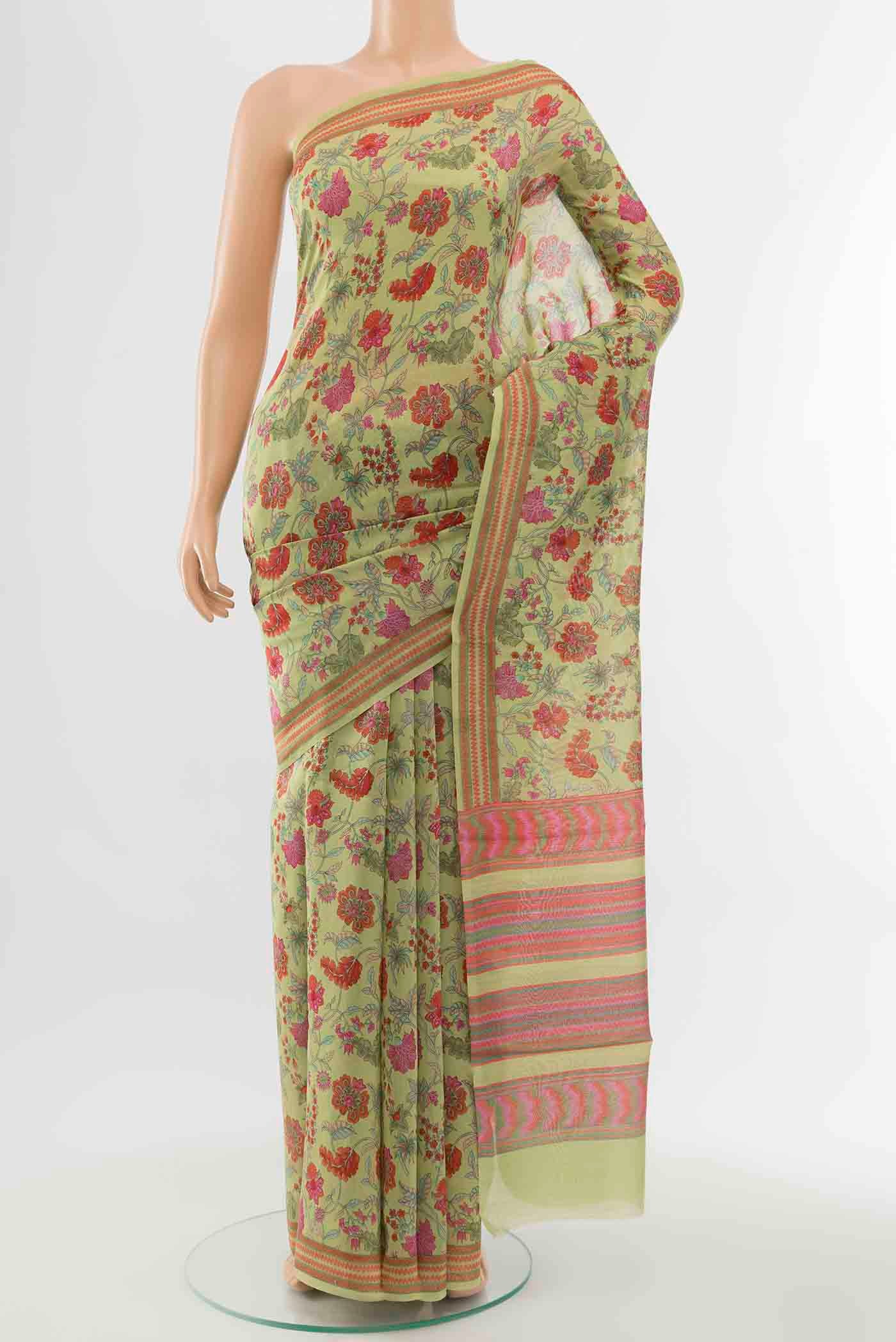 Pista Green Maheshwari Silk Saree