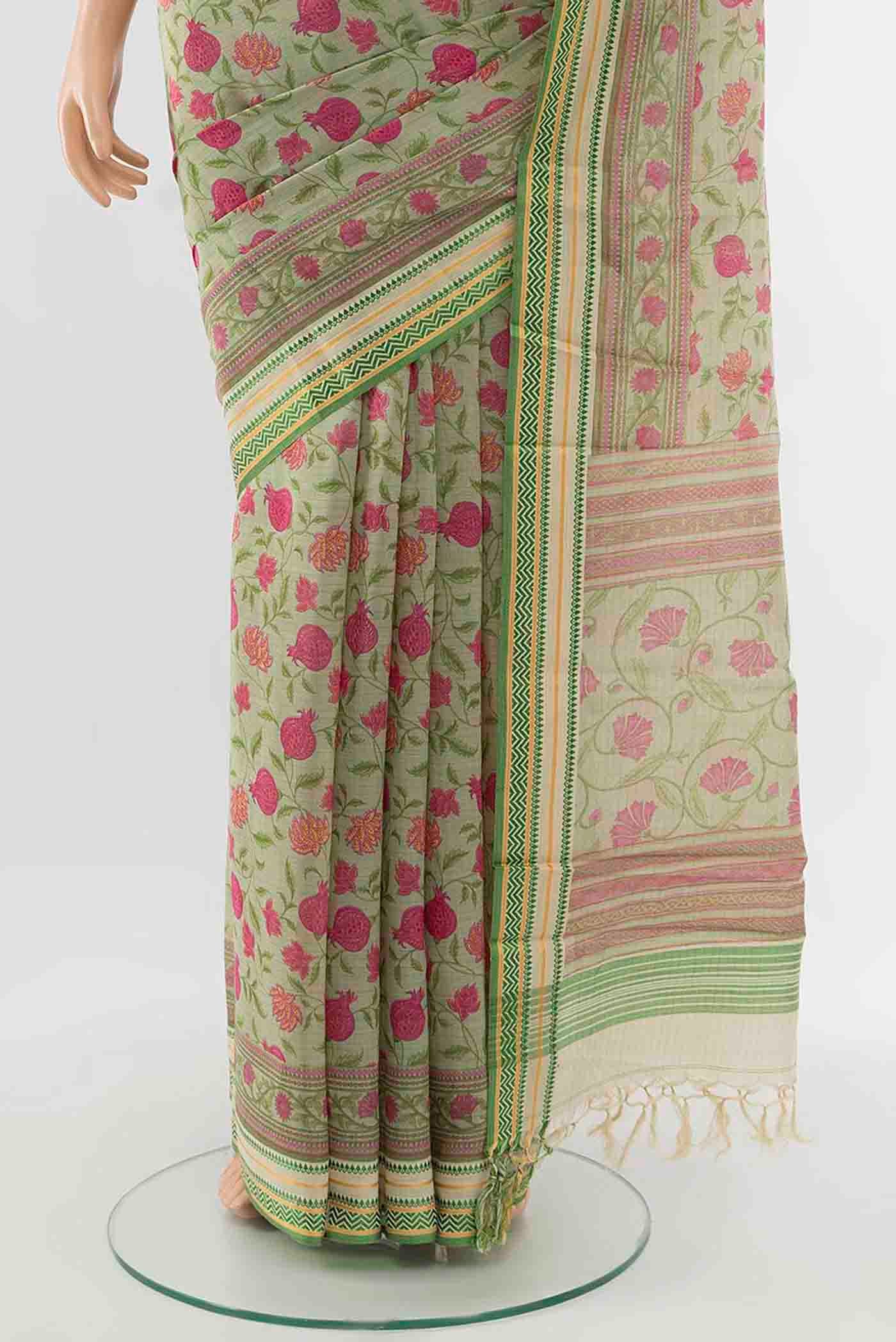 Pista Green Maheshwari Silk Saree - Image 3