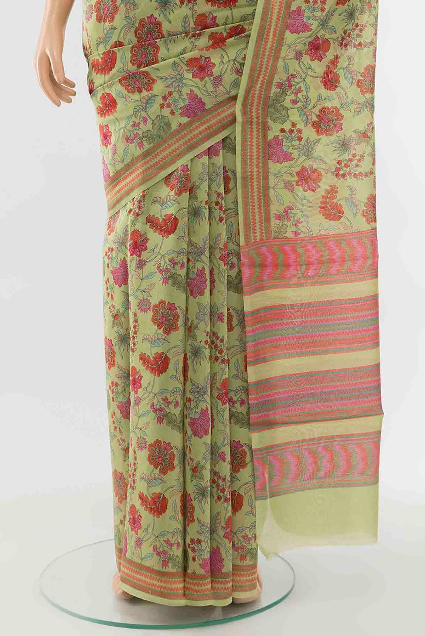Pista Green Maheshwari Silk Saree - Image 3