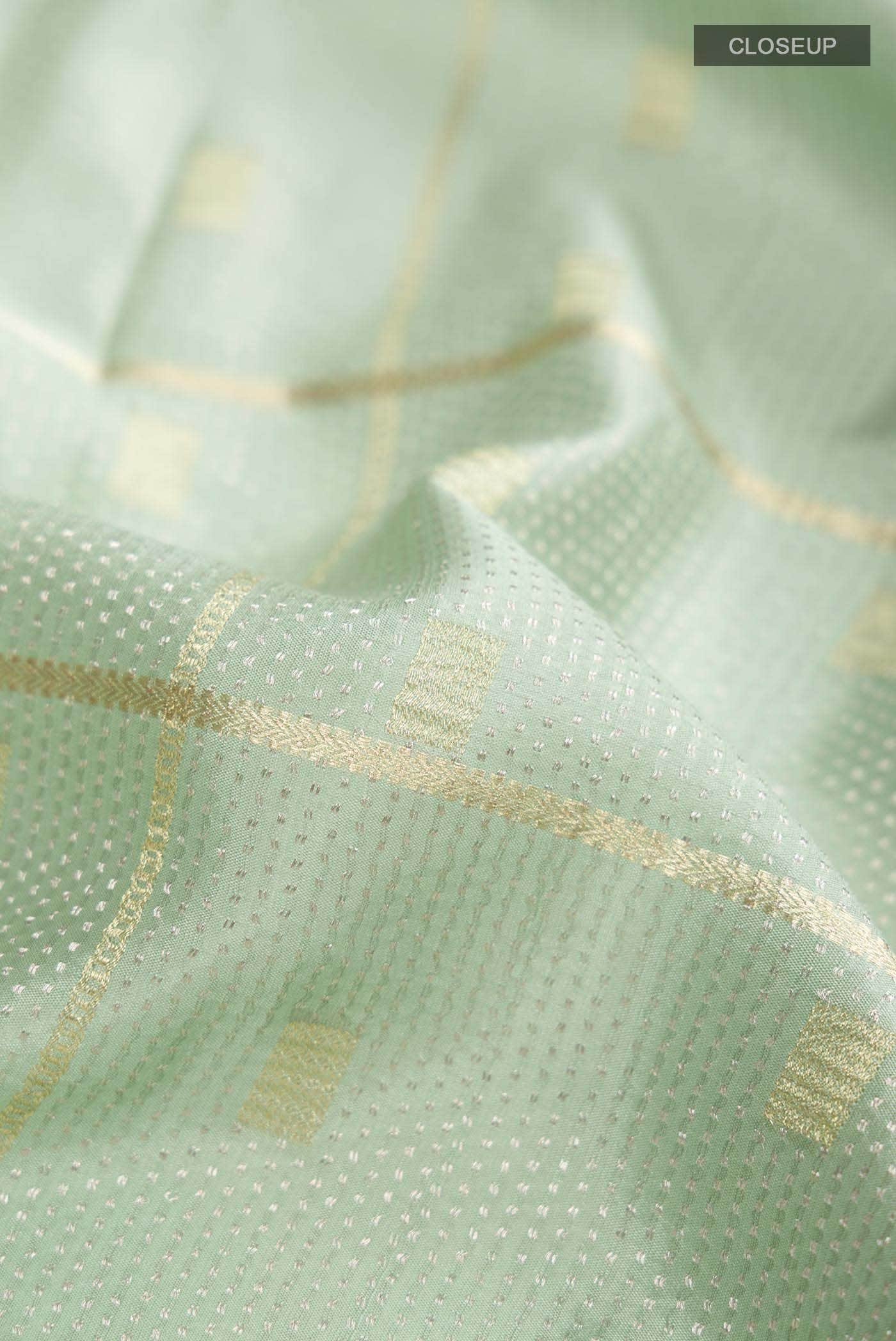 Pista Green Mysore Crepe Saree - Image 3