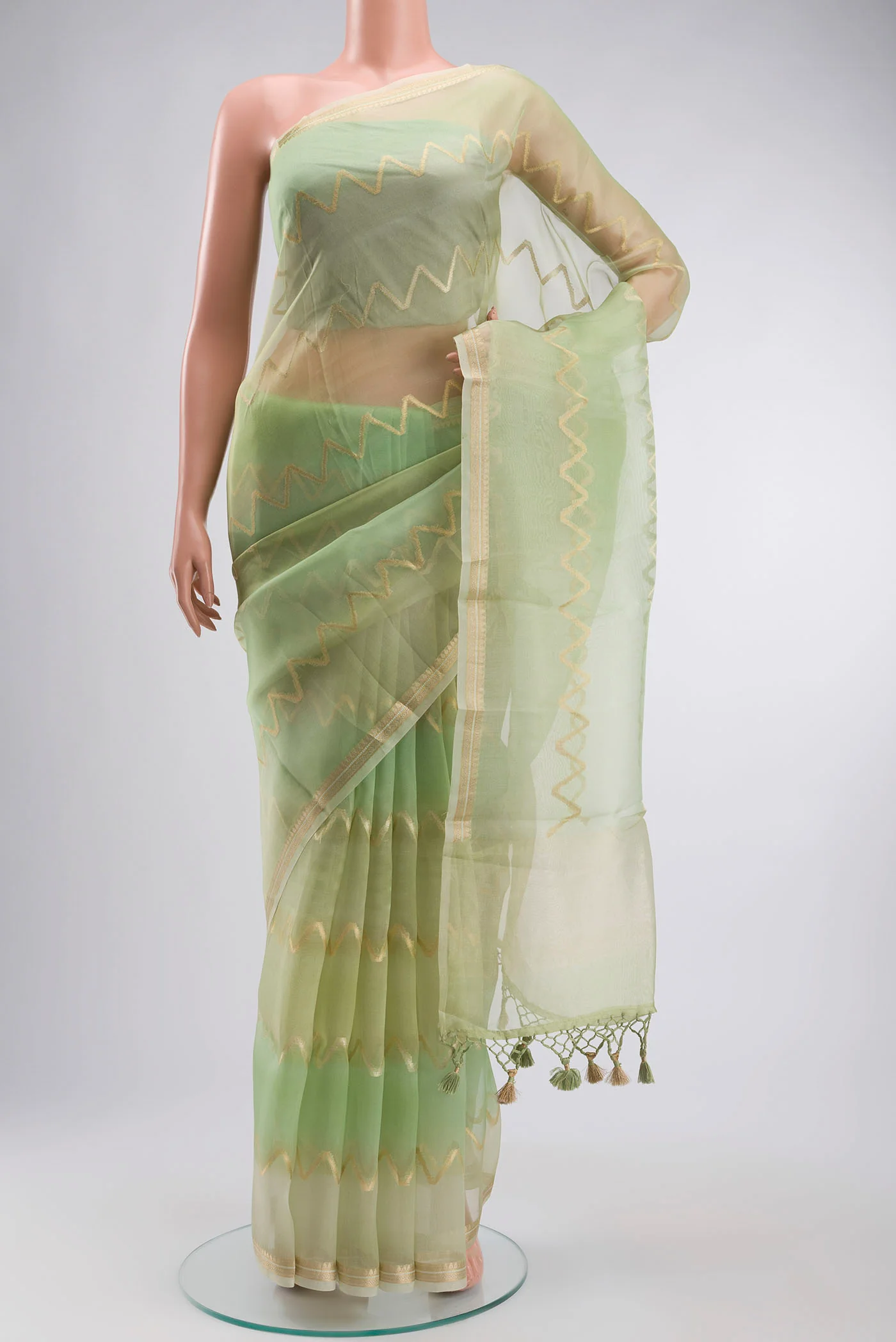 Pista Green Organza Silk Saree