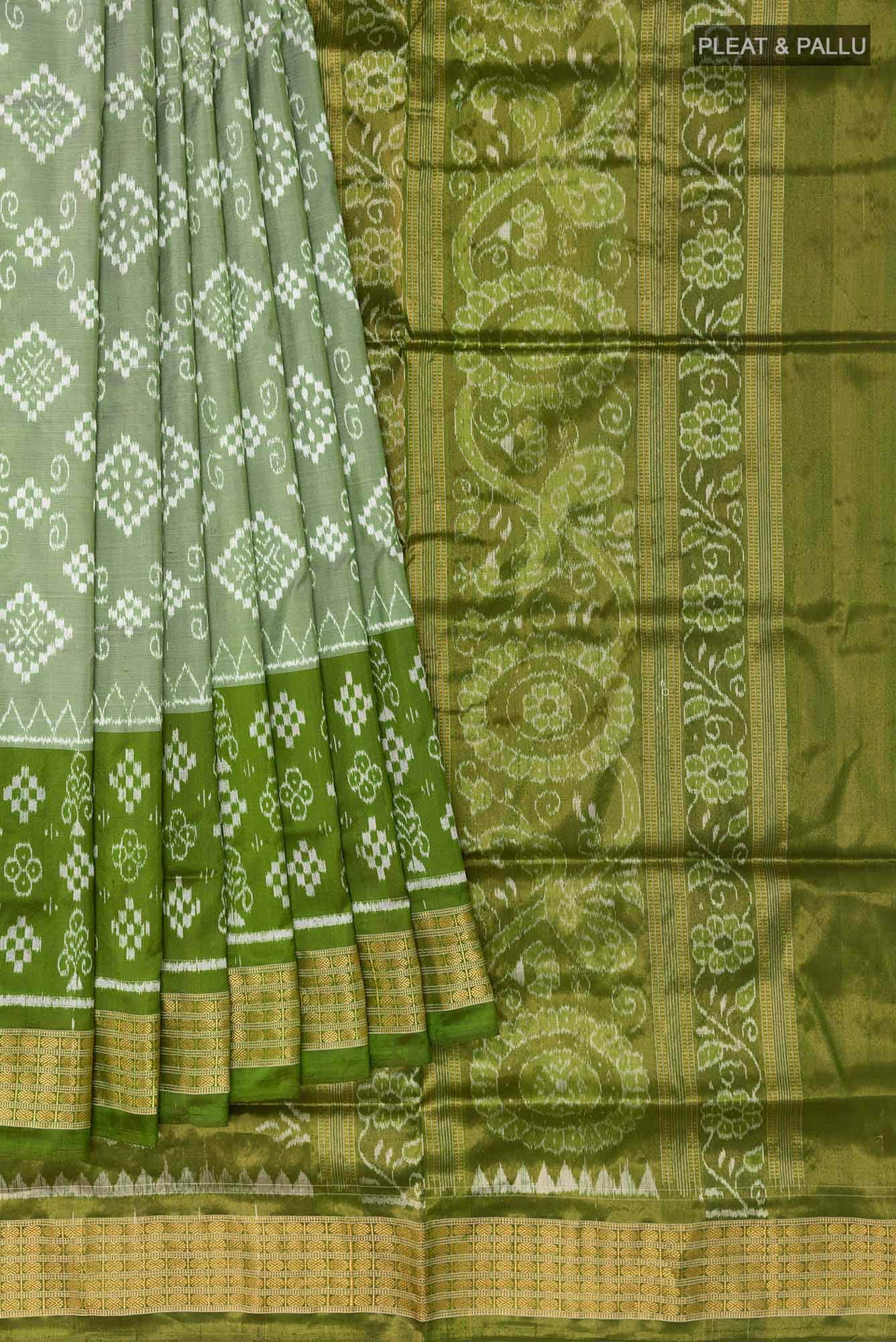 Pista Green Orissa Silk Saree - Image 2
