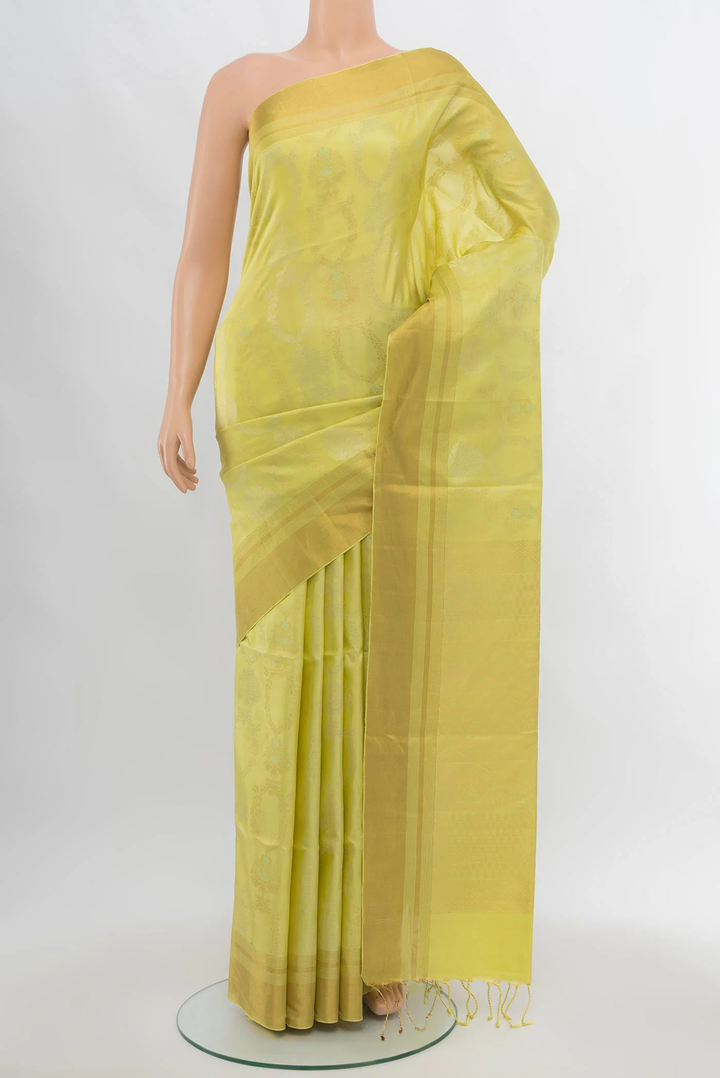Lemon Yellow Soft Silk Saree