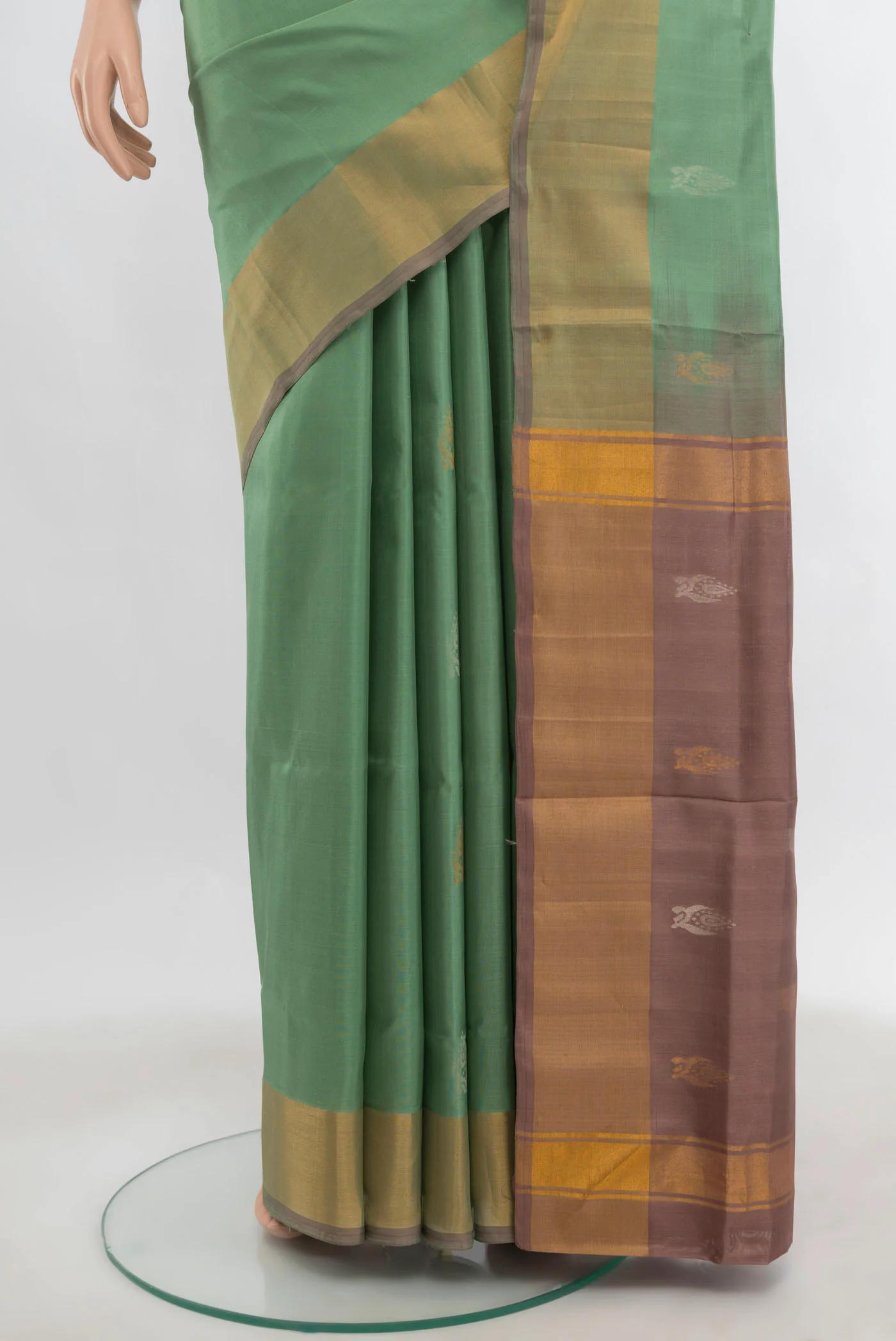 Sage Green Uppada Silk Saree - Image 3