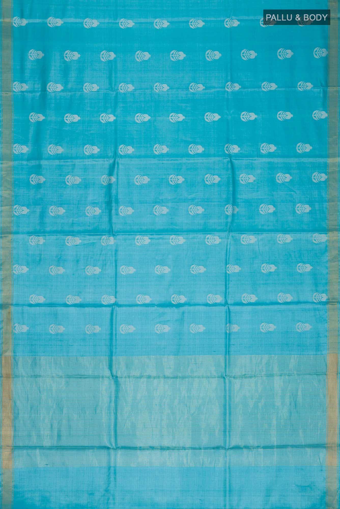 Pomegrante Poetry-Blue Bhagalpuri Tussar Silk Saree - Image 10