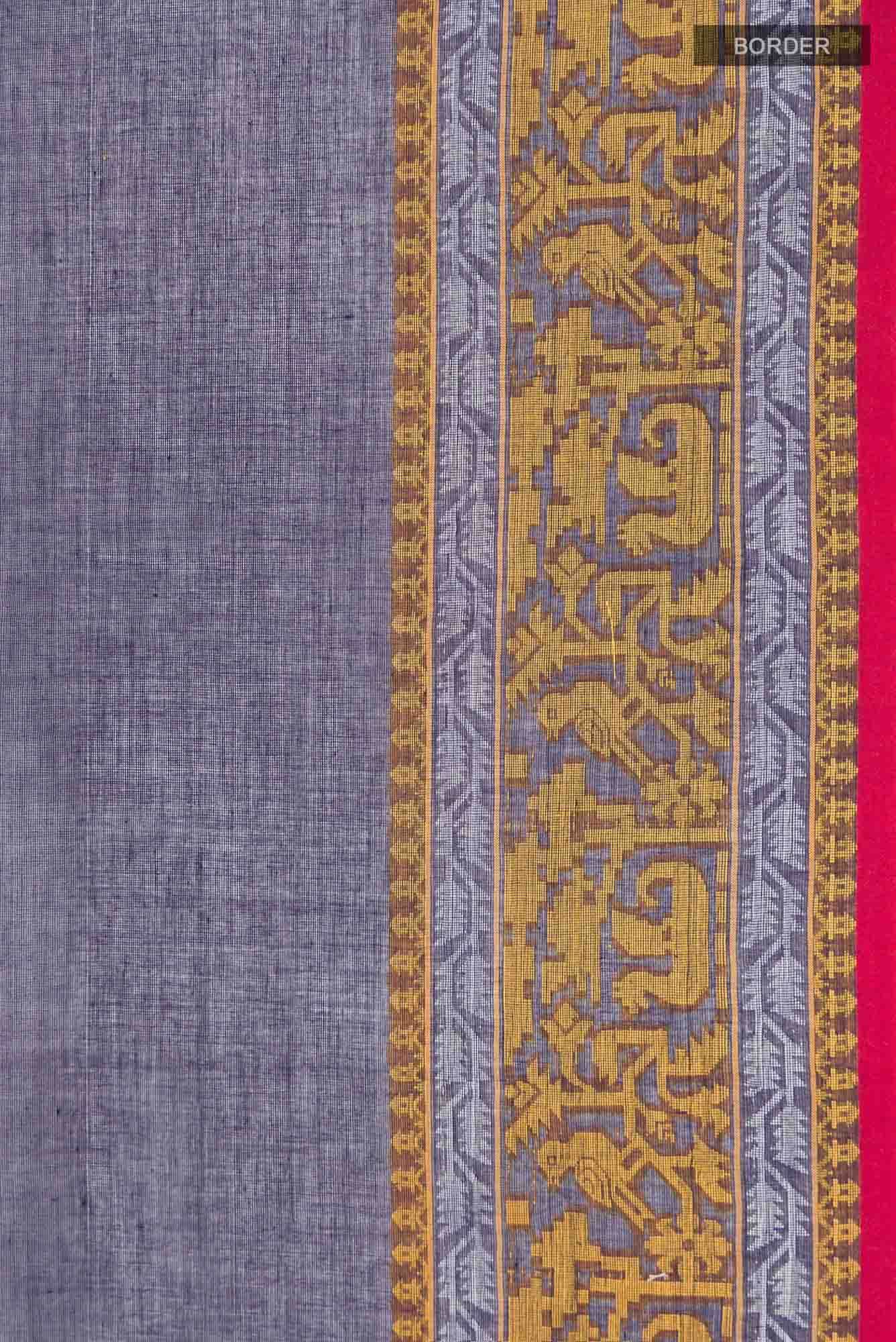 Priyambada-Navy Blue Bengal Cotton Saree - Image 5