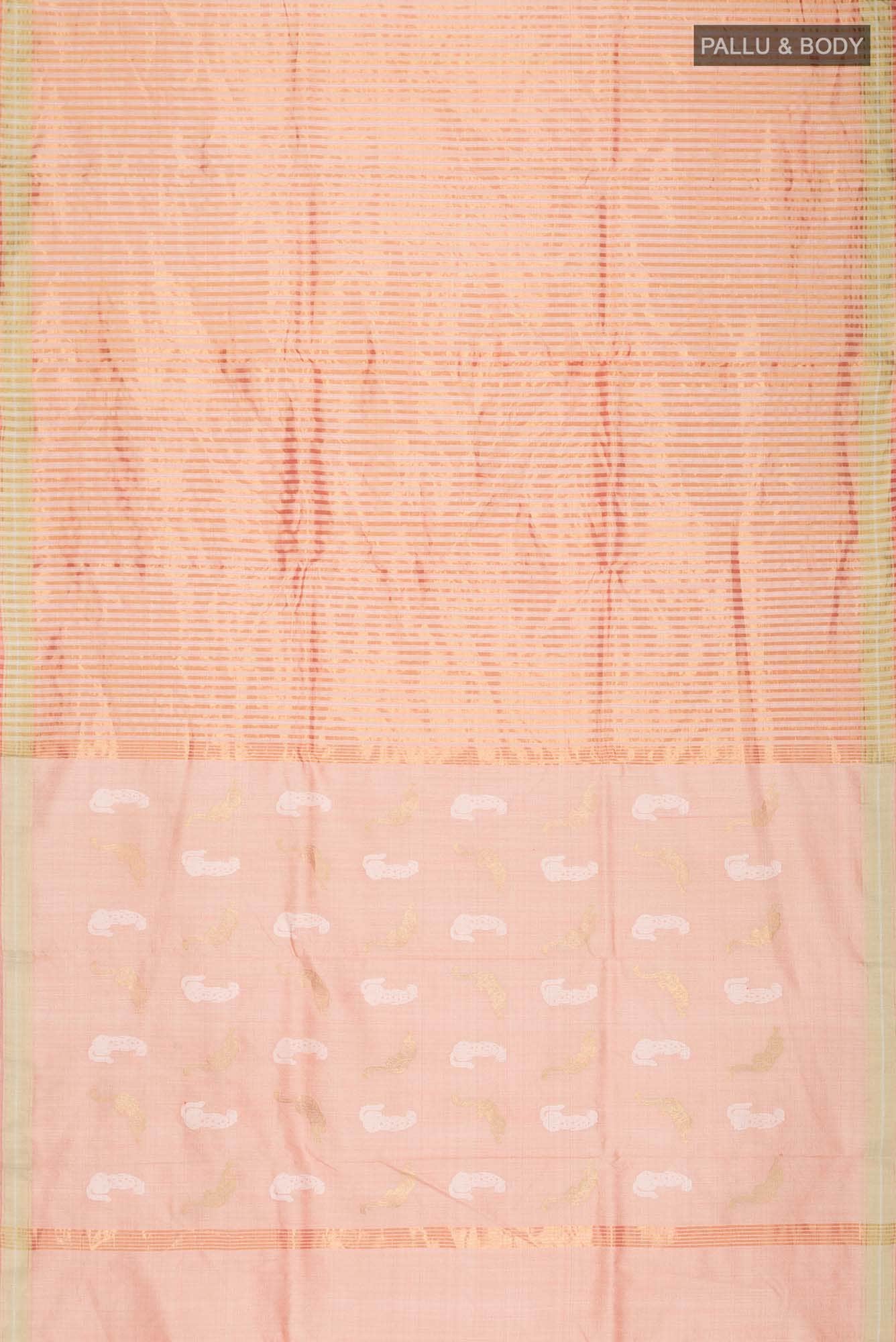 Prowl and Prance-Peach Tussar Silk Saree - Image 10