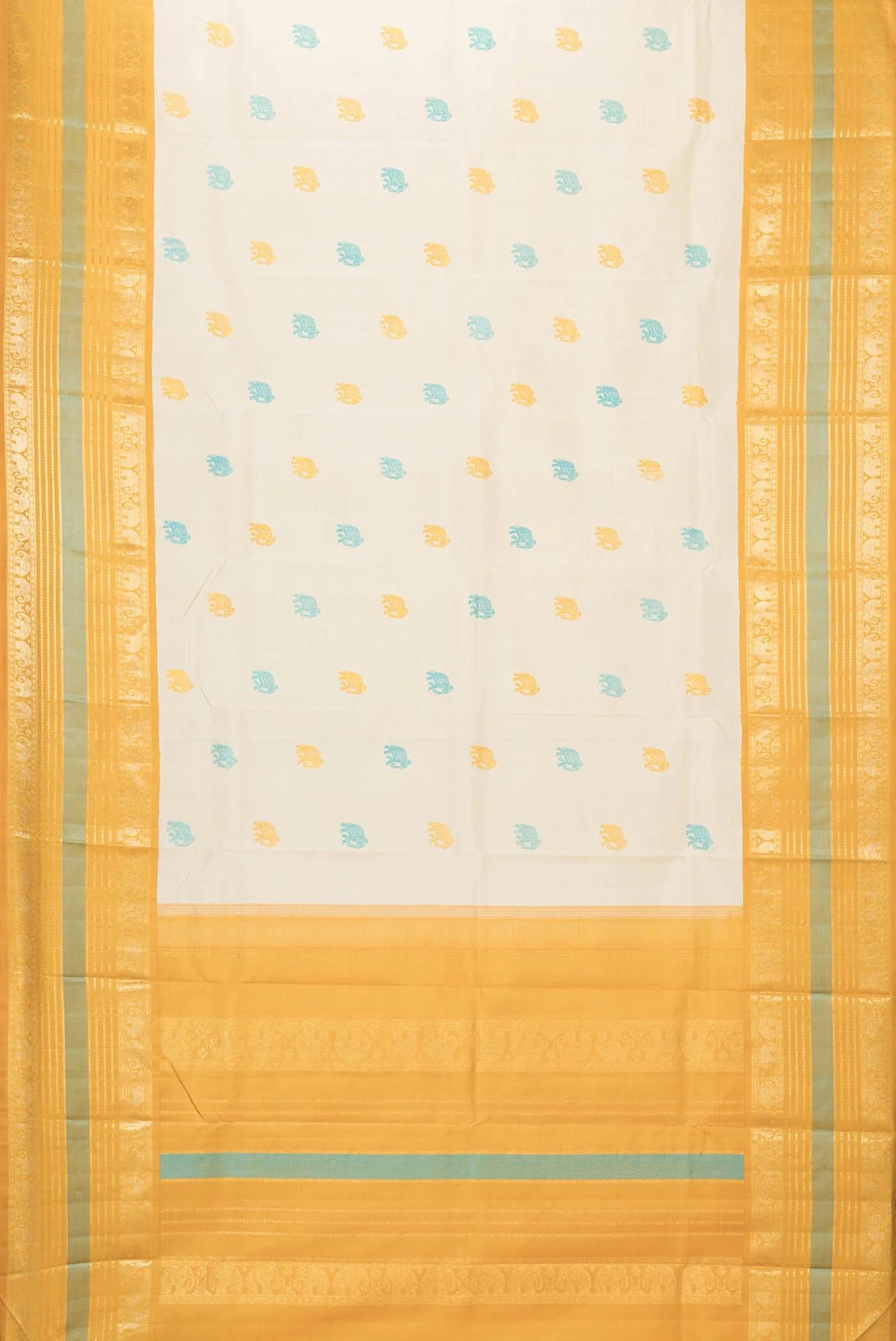 Pure Silk Pure Zari Beige Dual Tone Kanjivaram Saree - Image 6