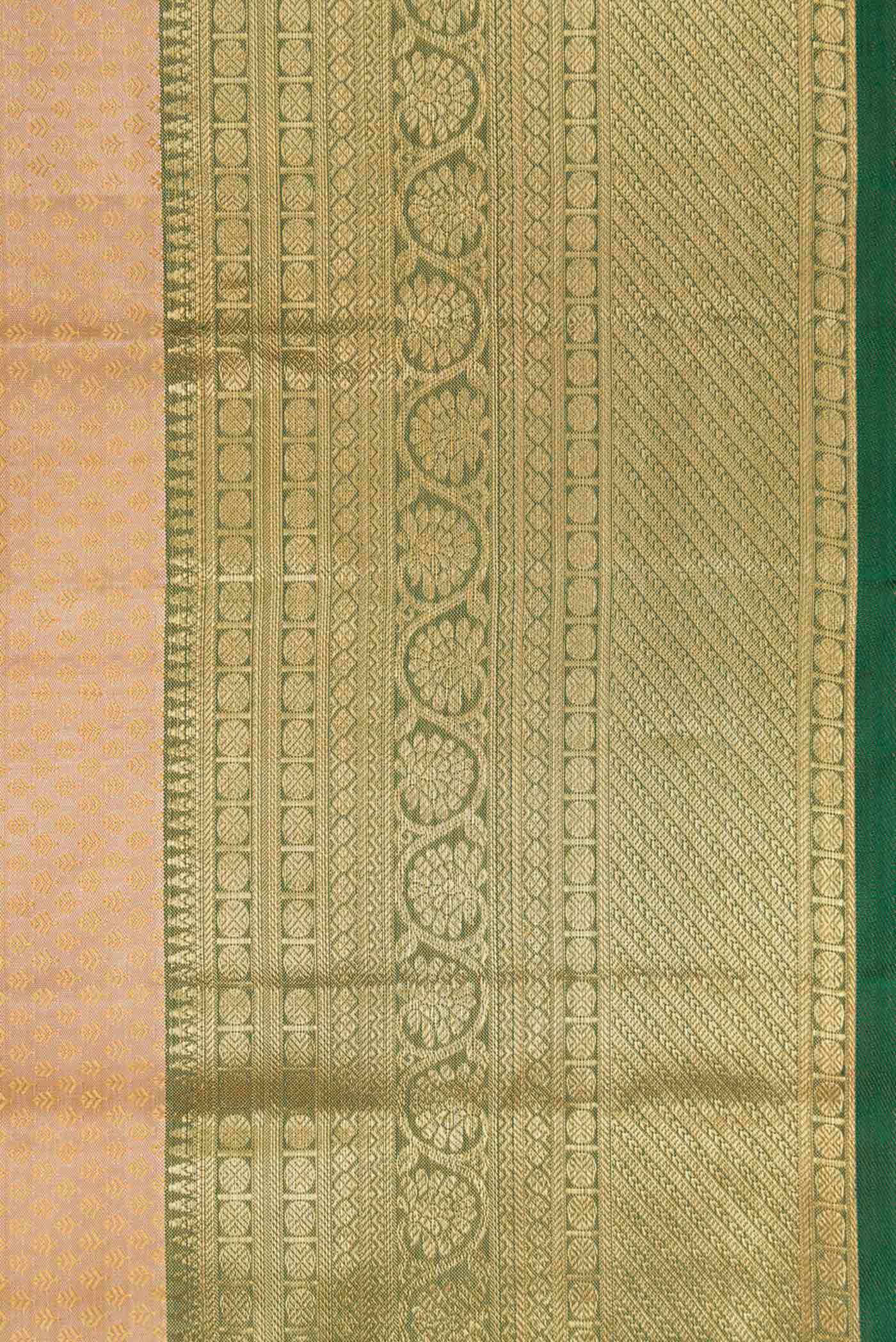 Pure Silk Pure Zari Beige Dual Tone Kanchipuram Saree - Image 3