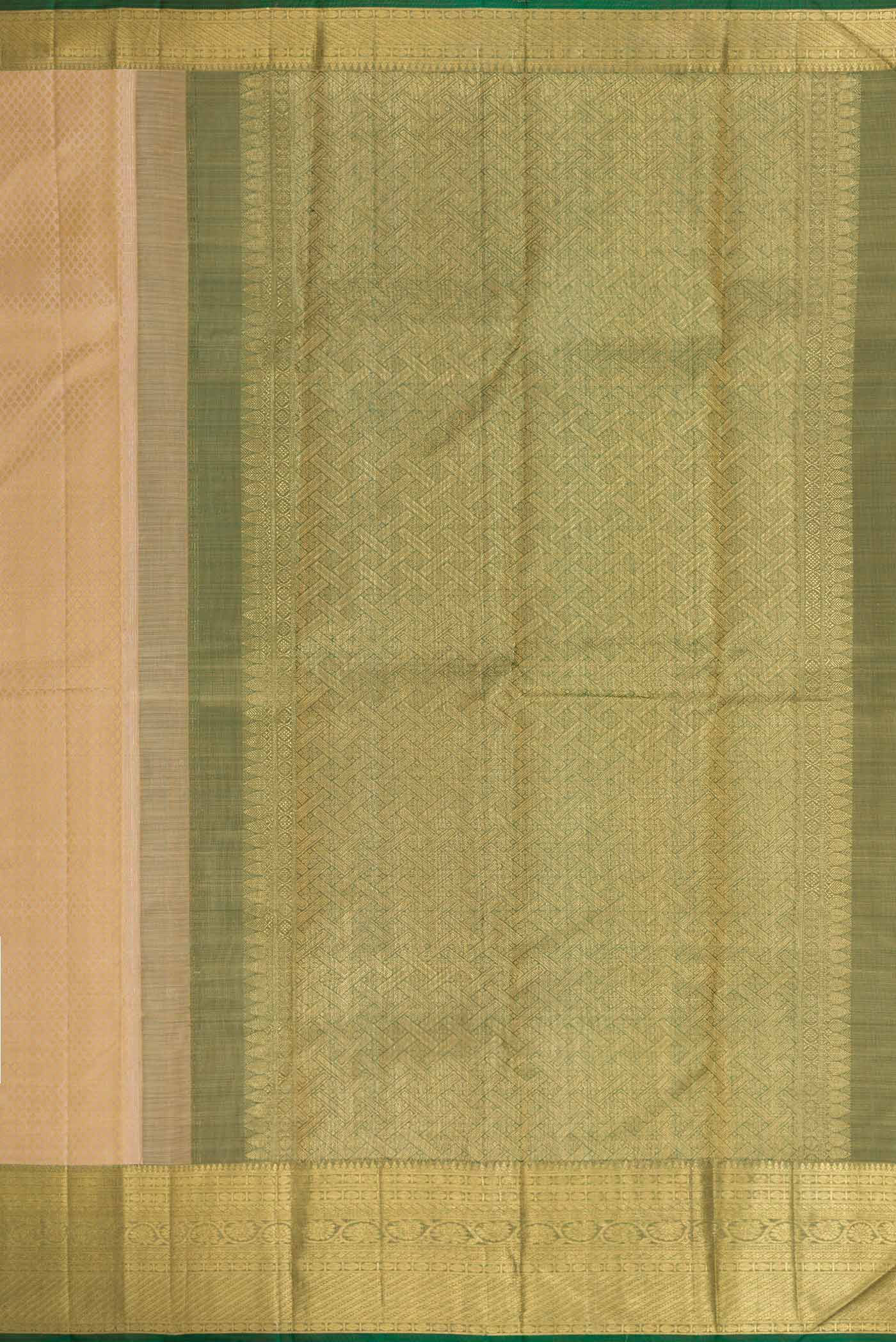 Pure Silk Pure Zari Beige Dual Tone Kanchipuram Saree - Image 7