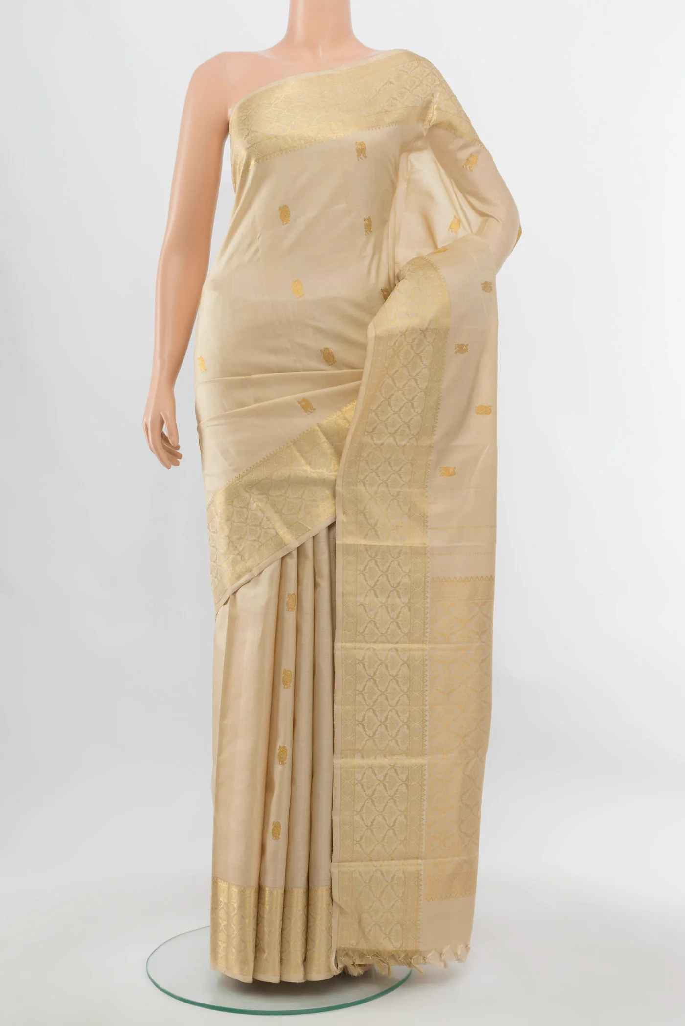Beige Kanjivaram Silk Saree