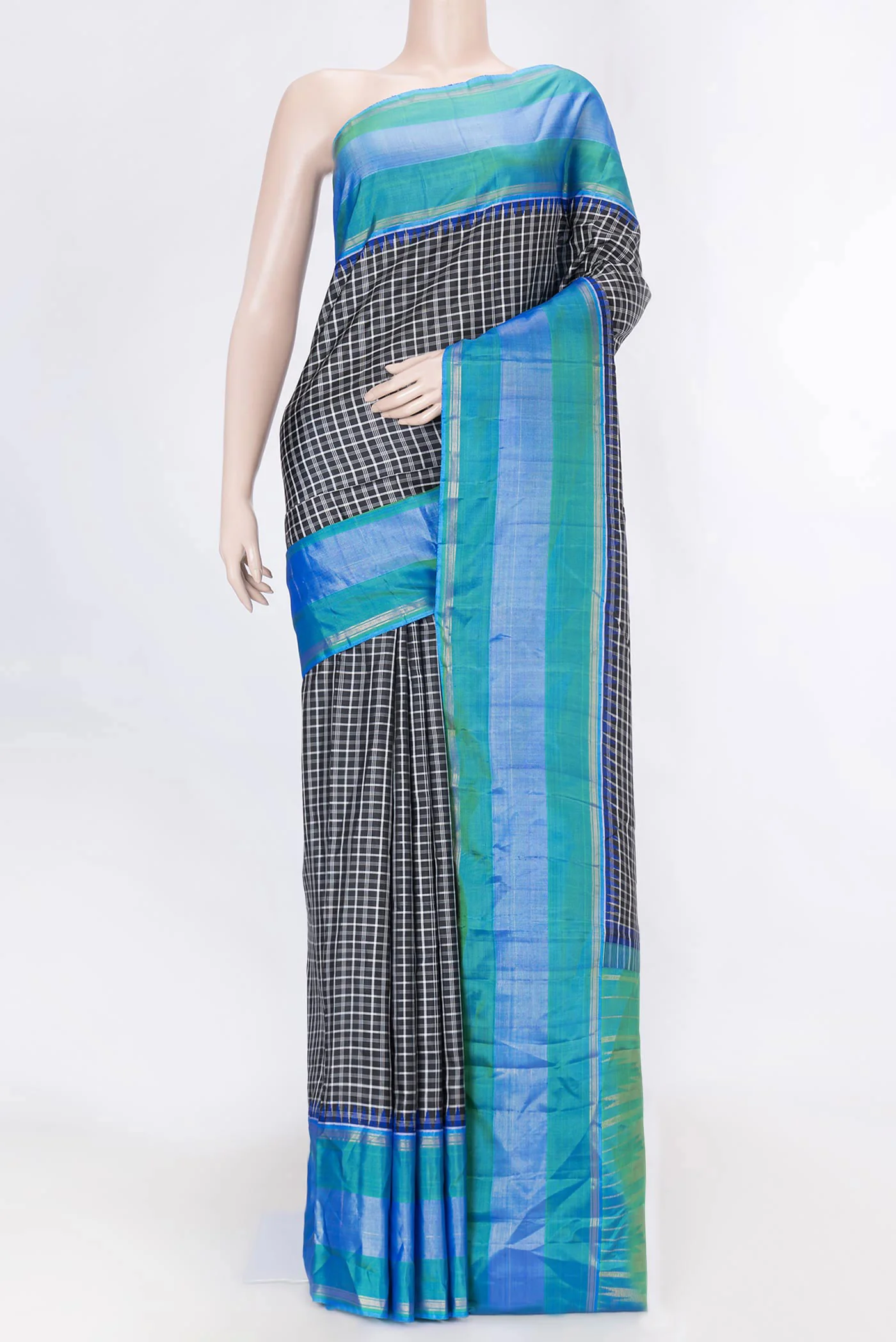Pure Silk Pure Zari Black Dual Tone Kanjivaram Saree