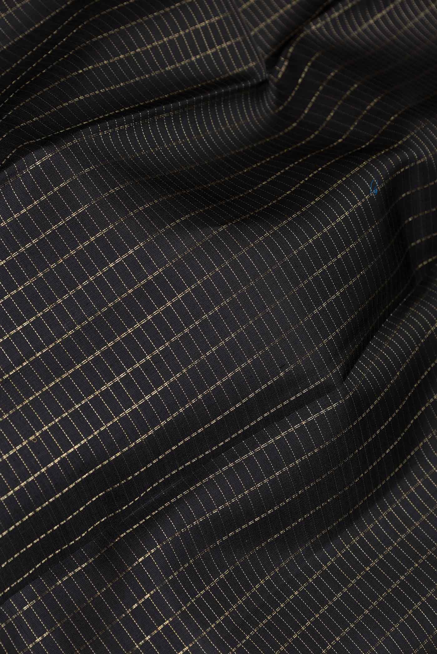 Pure Silk Pure Zari Black Dual Tone Kanchipuram Saree - Image 2