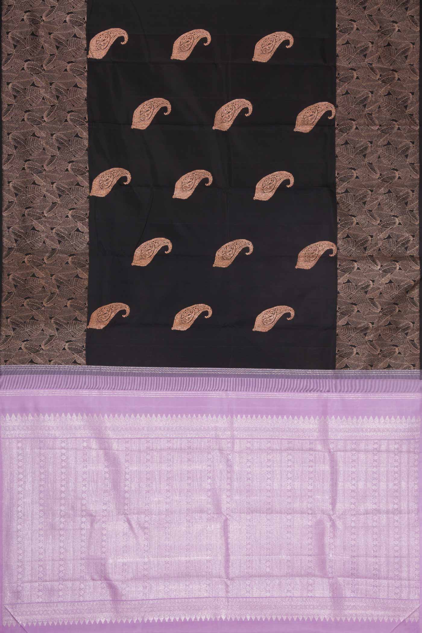 Black Kanchipuram Silk Saree - Image 6