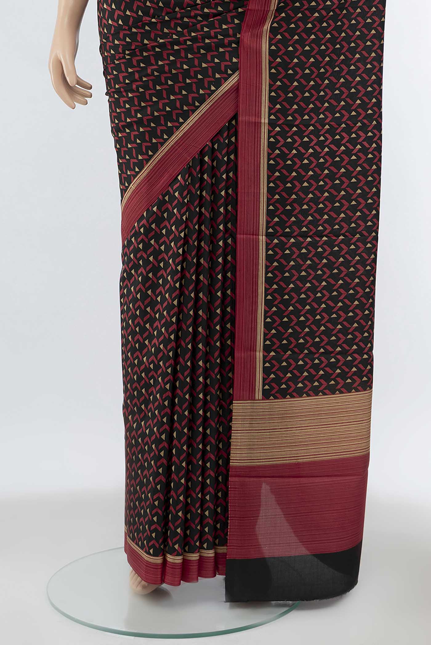 Pure Silk Pure Zari Black Printed Saree - Image 3