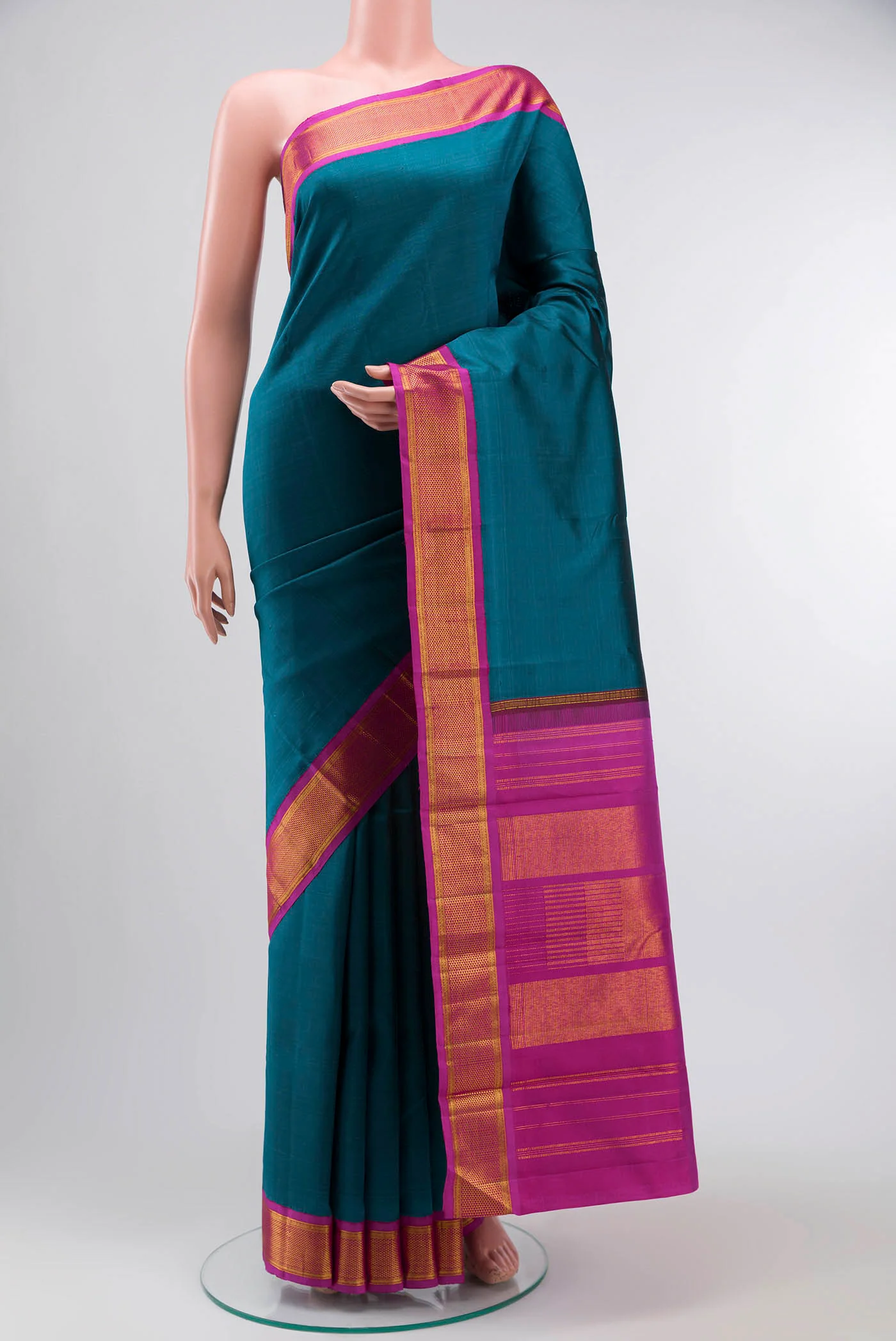 Pure Silk Pure Zari Blue Kanjivaram Saree