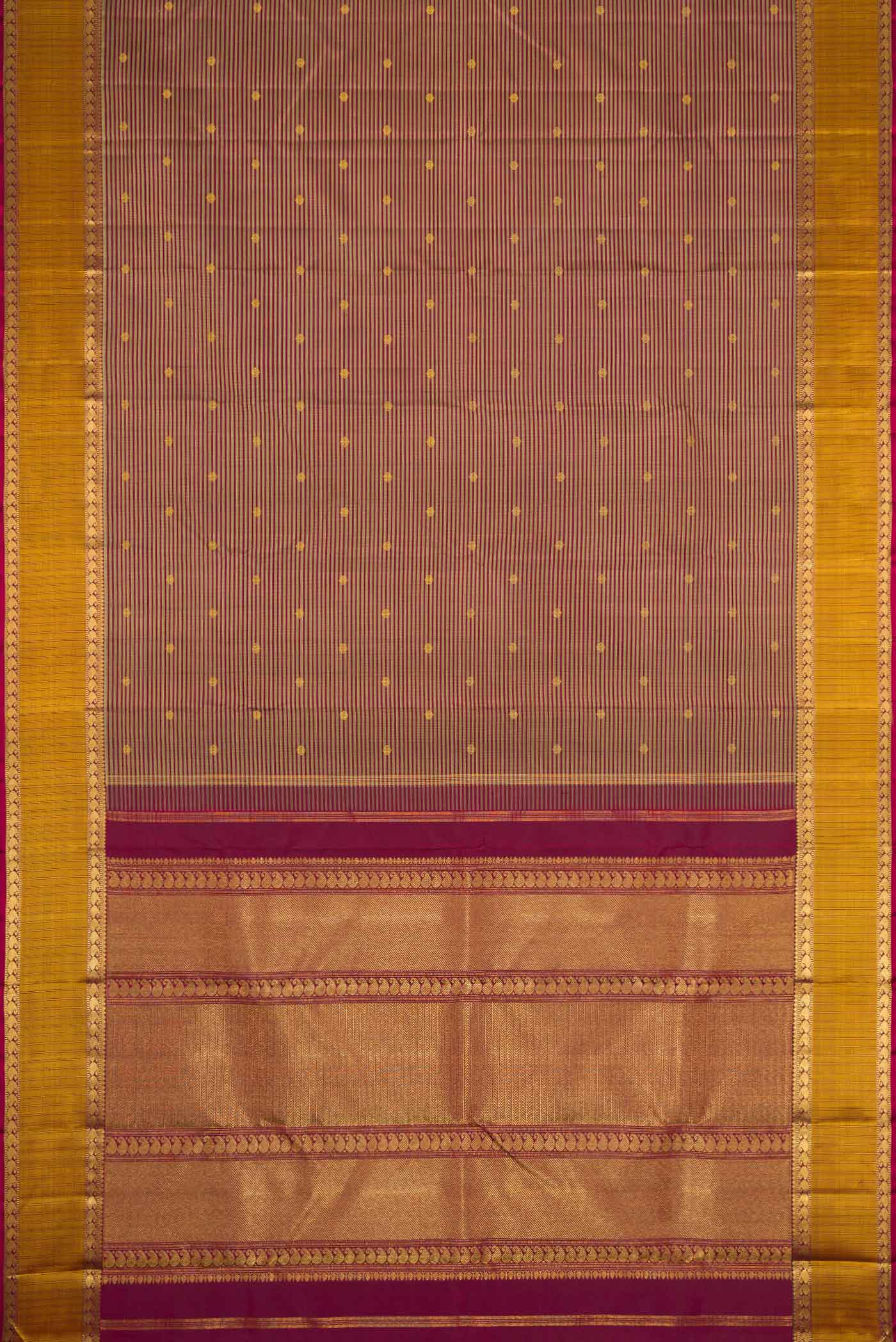 Pure Silk Pure Zari Brown Dual Tone Kanjivaram Saree - Image 6