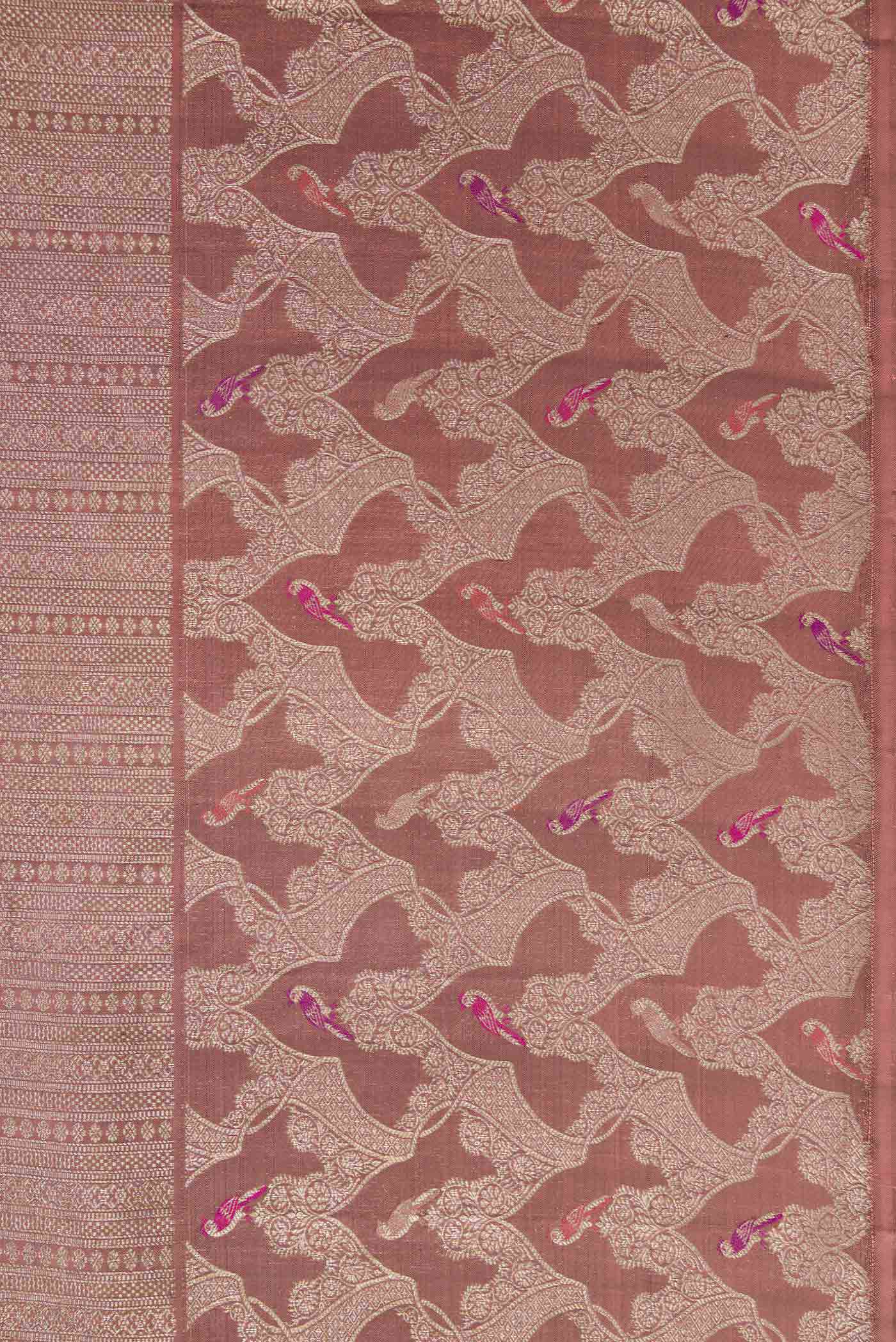 Pure Silk Pure Zari Brown Dual Tone Kanjivaram Saree - Image 3