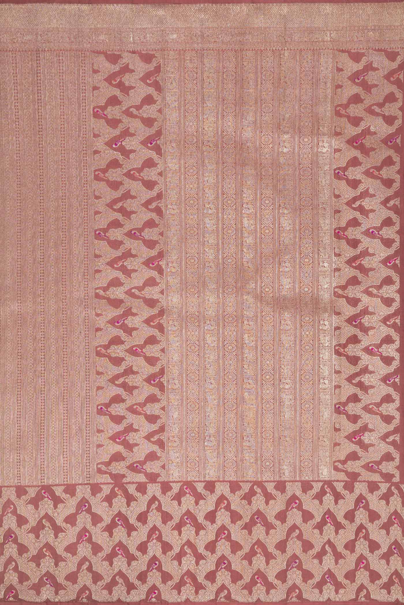 Pure Silk Pure Zari Brown Dual Tone Kanjivaram Saree - Image 7