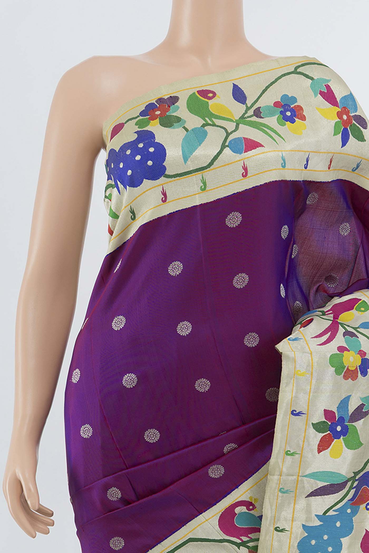 Pure Silk Pure Zari Purple Gadwal Saree - Image 2