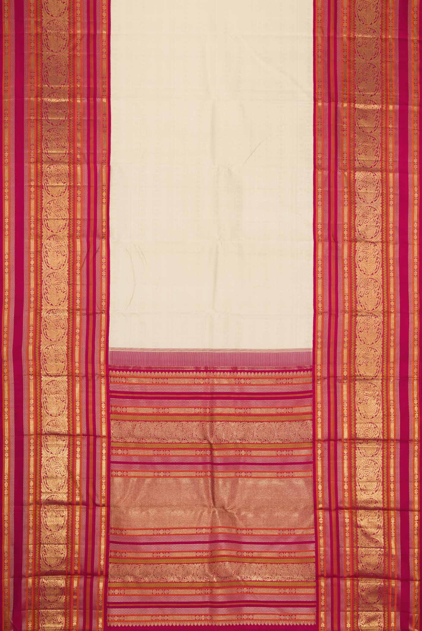 Pure Silk Pure Zari Dark Beige Dual Tone Kanjivaram Saree - Image 6