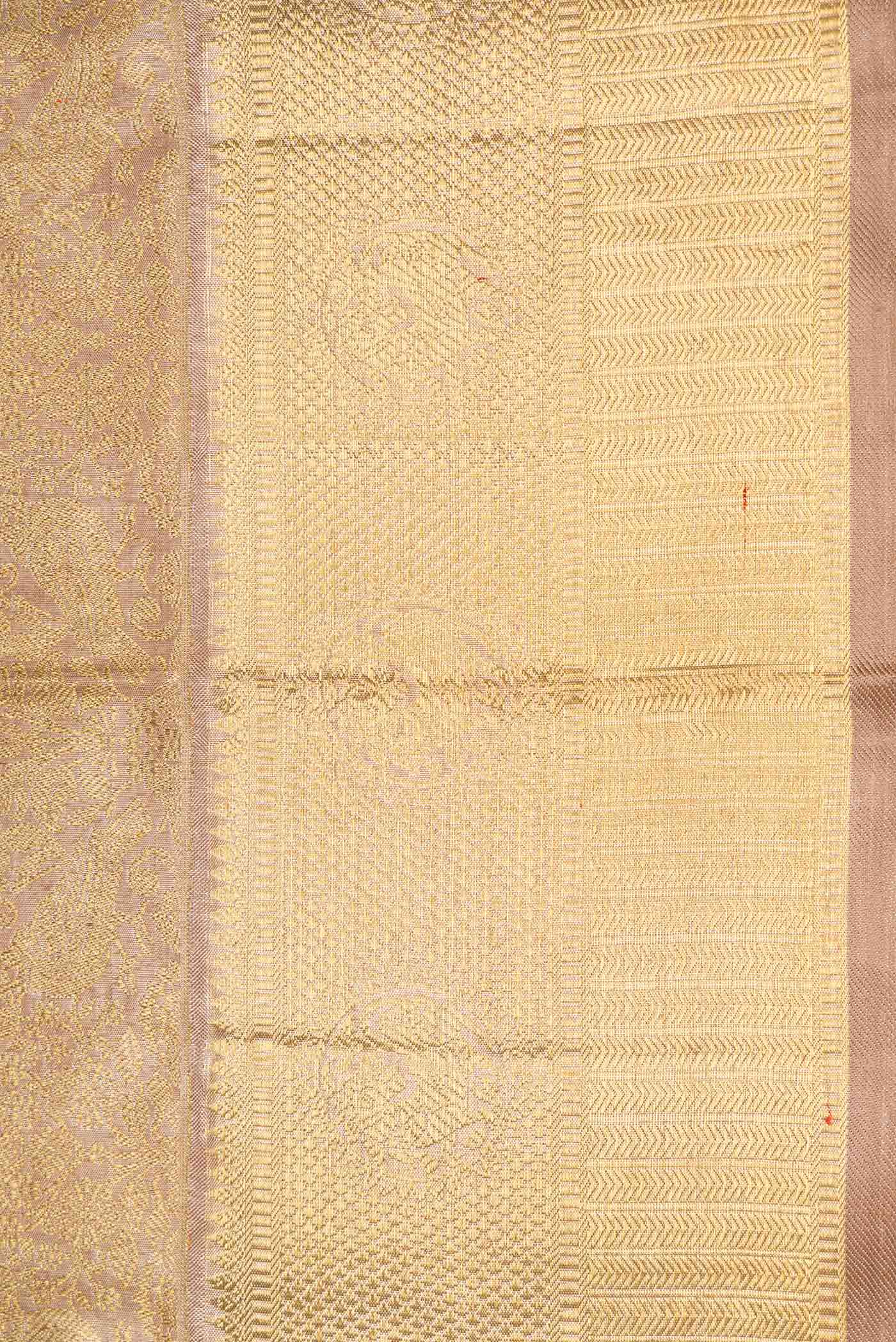 Pure Silk Pure Zari Dark Beige Dual Tone Kanjivaram Saree - Image 3