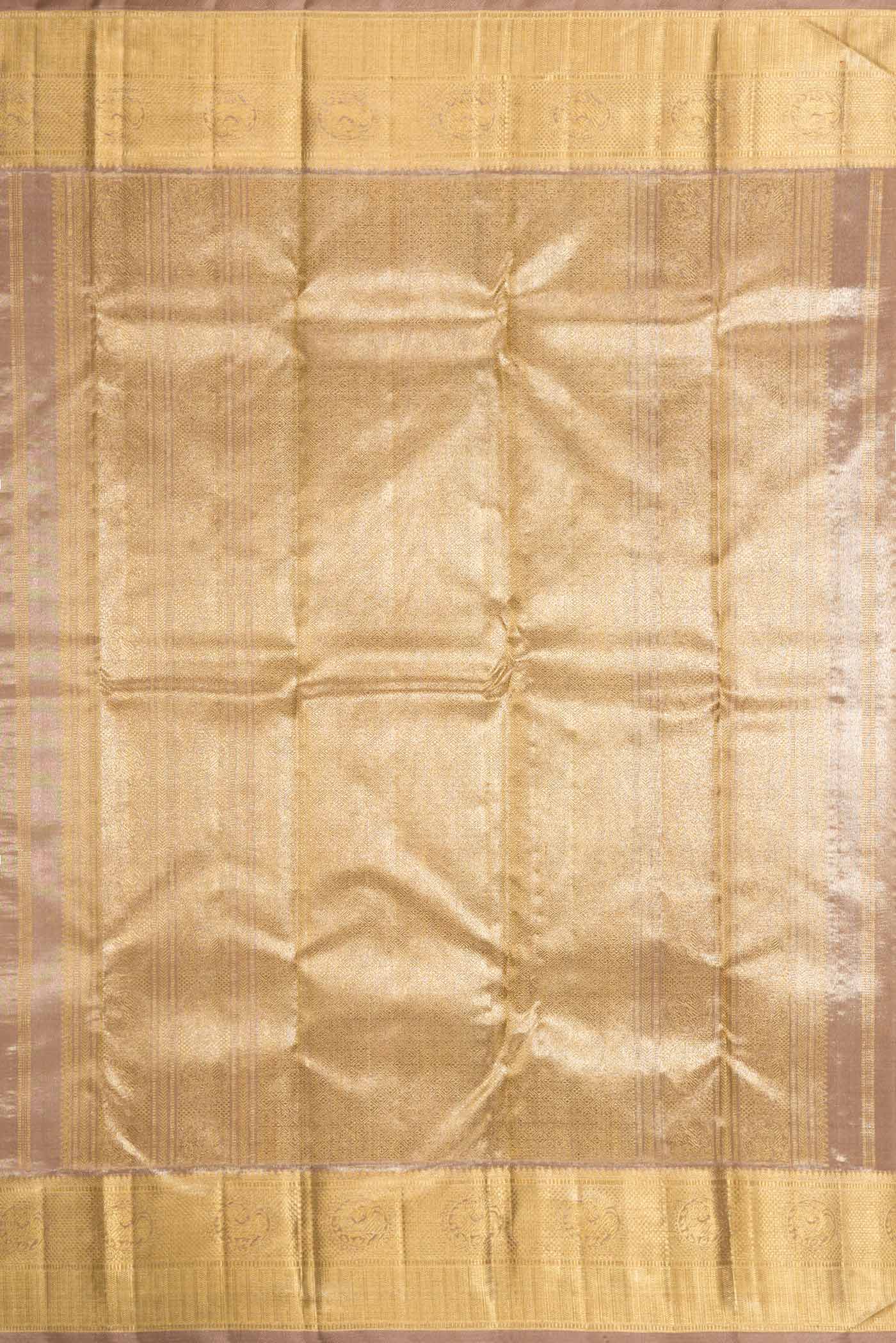 Pure Silk Pure Zari Dark Beige Dual Tone Kanjivaram Saree - Image 7