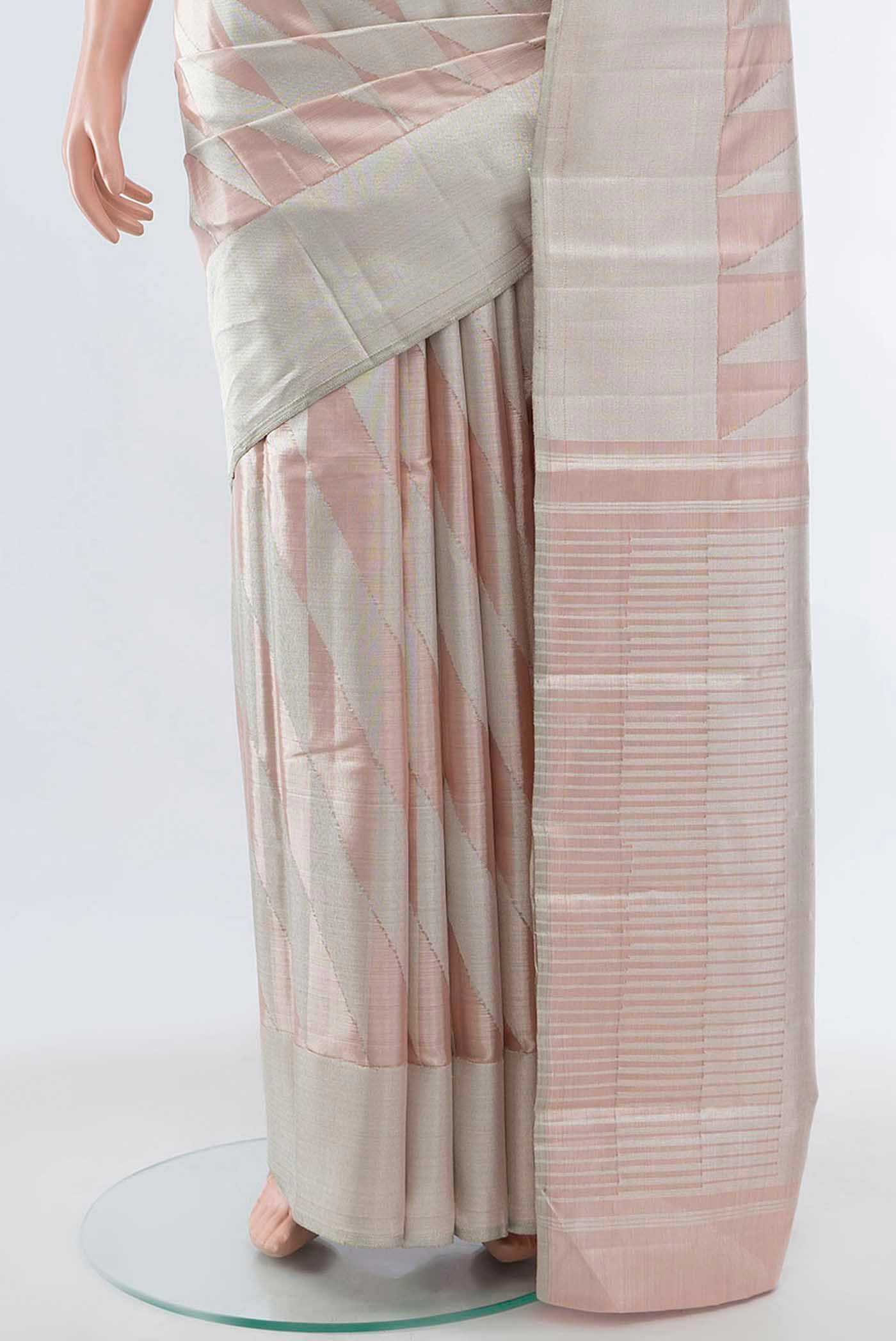 Pure Silk Pure Zari Dark Beige Kanjivaram Saree - Image 3