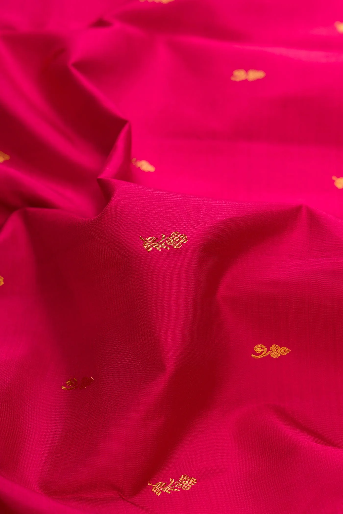 Pure Silk Pure Zari Dark Pink Dual Tone Kanjivaram Saree - Image 2