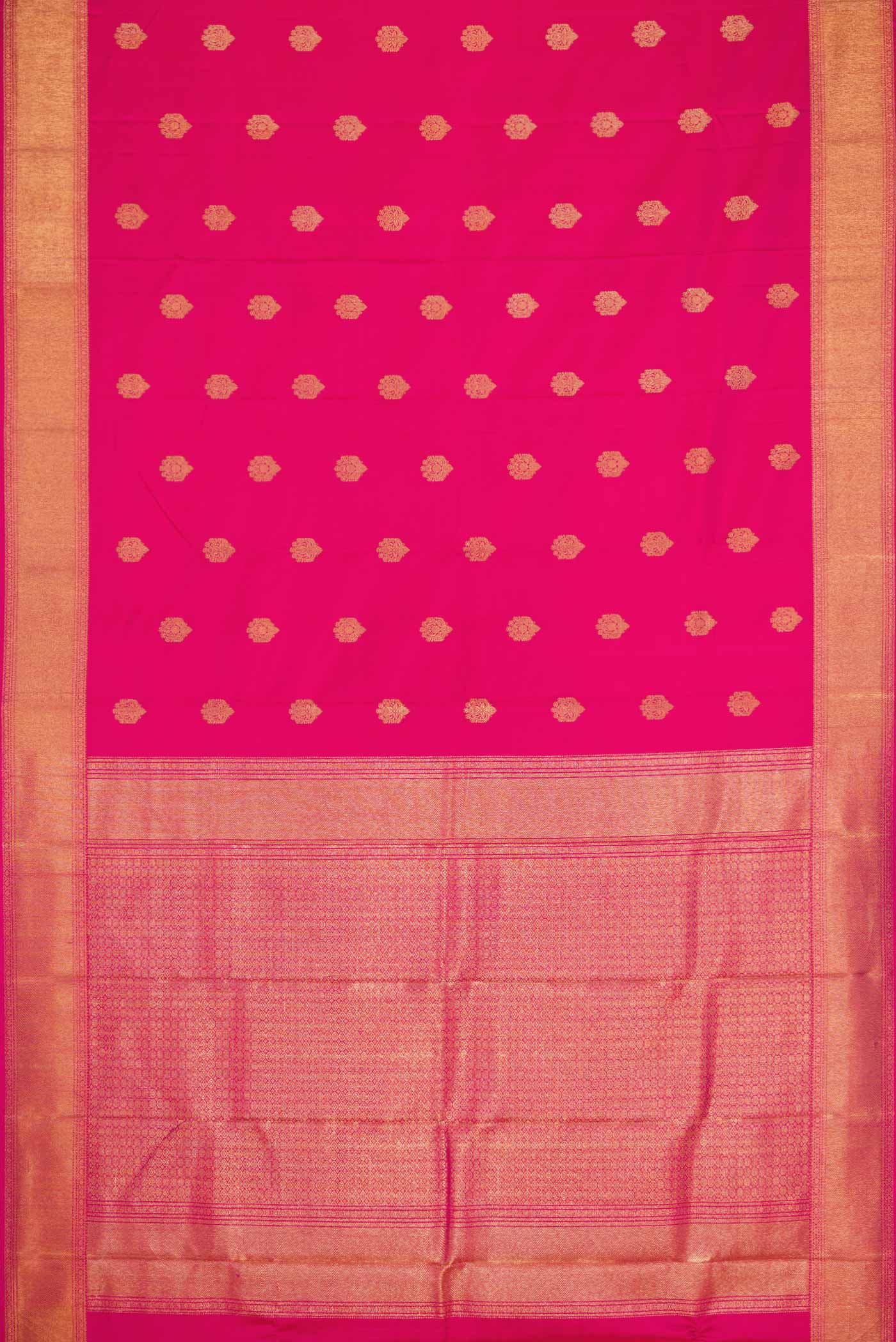 Pure Silk Pure Zari Dark Pink Dual Tone Kanjivaram Saree - Image 6