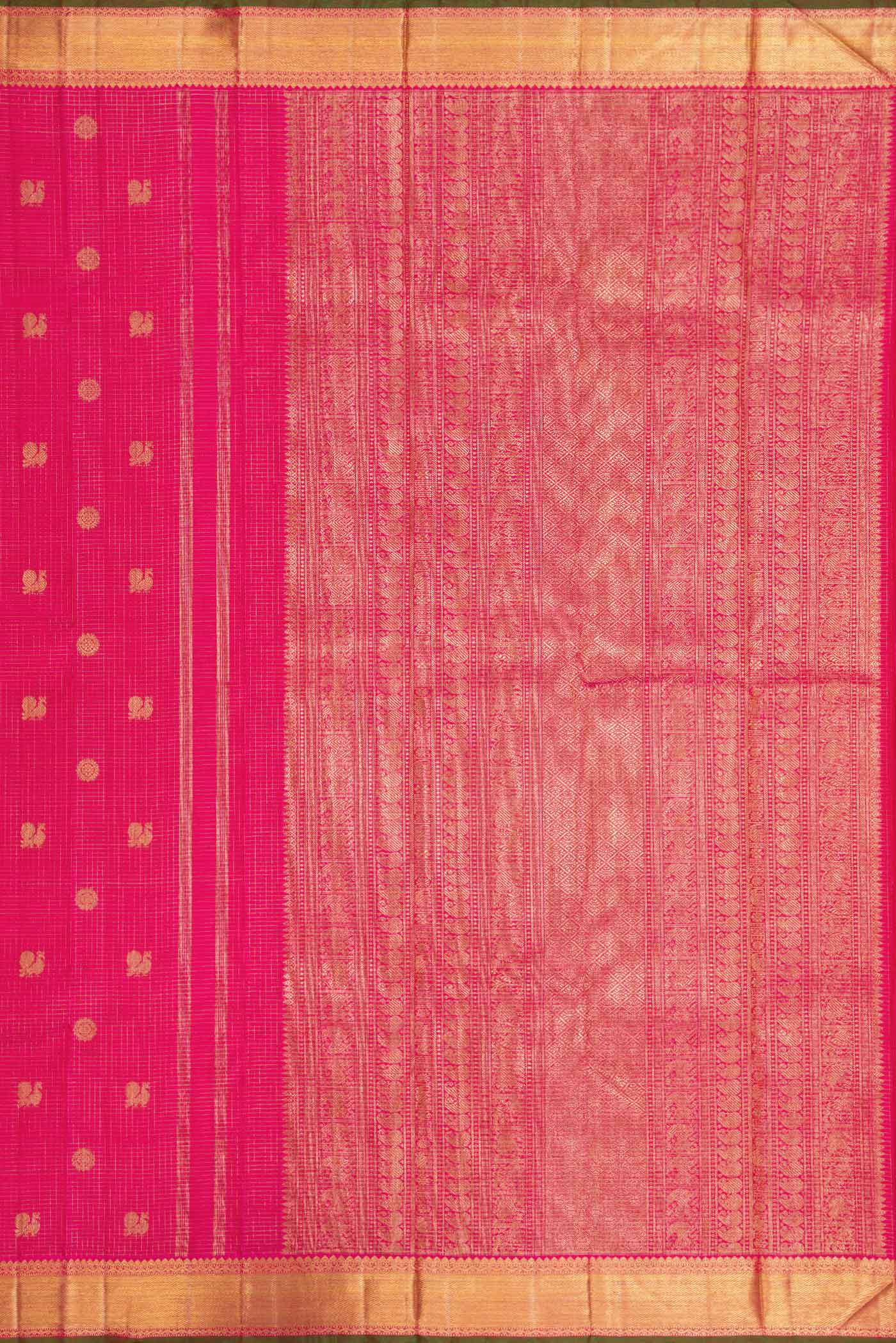 Pure Silk Pure Zari Dark Pink Dual Tone Kanjivaram Saree - Image 7