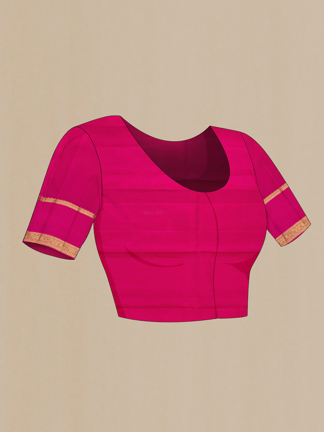 Pure Silk Pure Zari Dark Pink Dual Tone Kanchipuram Saree - Image 5
