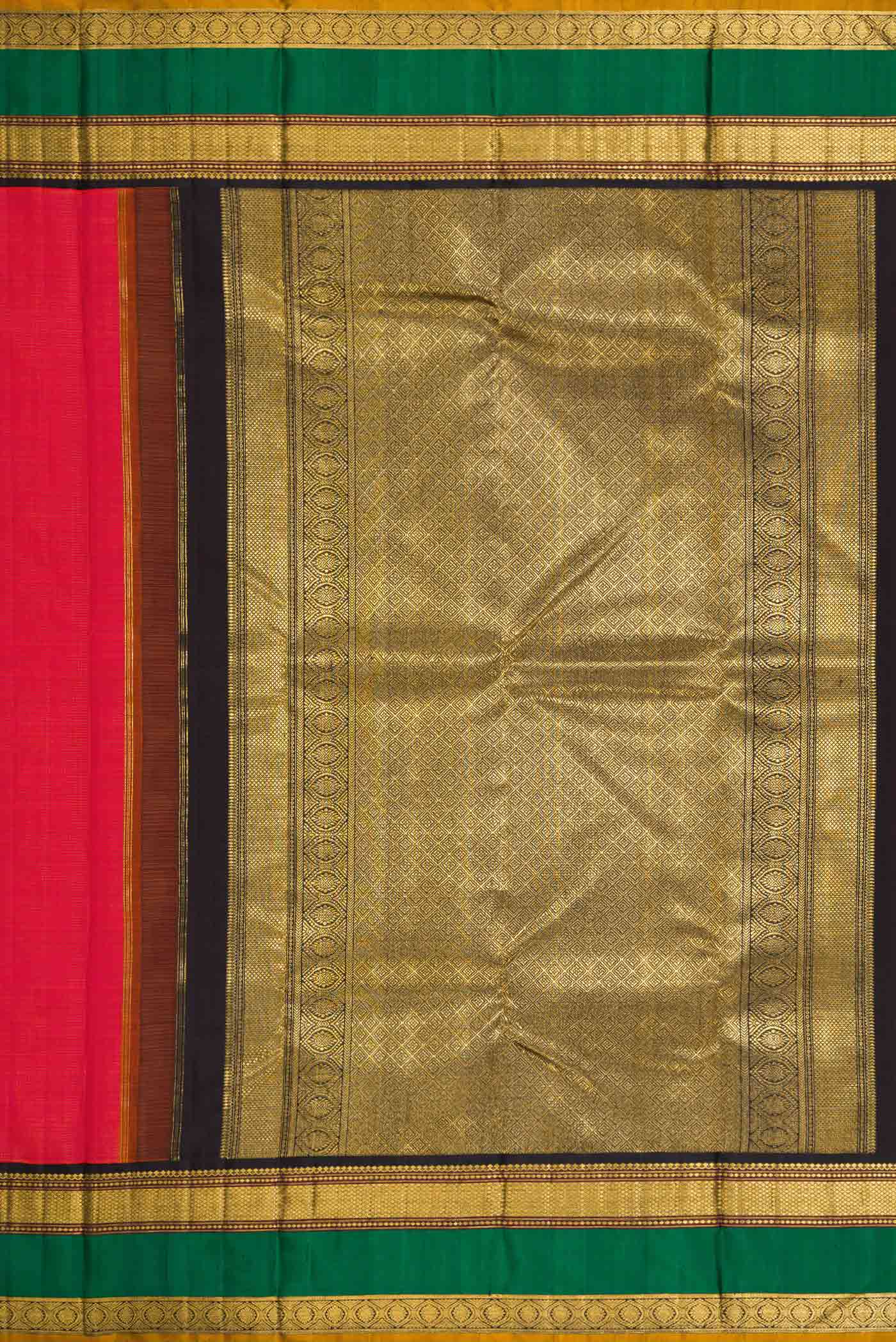 Pure Silk Pure Zari Dark Pink Dual Tone Kanjivaram Saree - Image 7