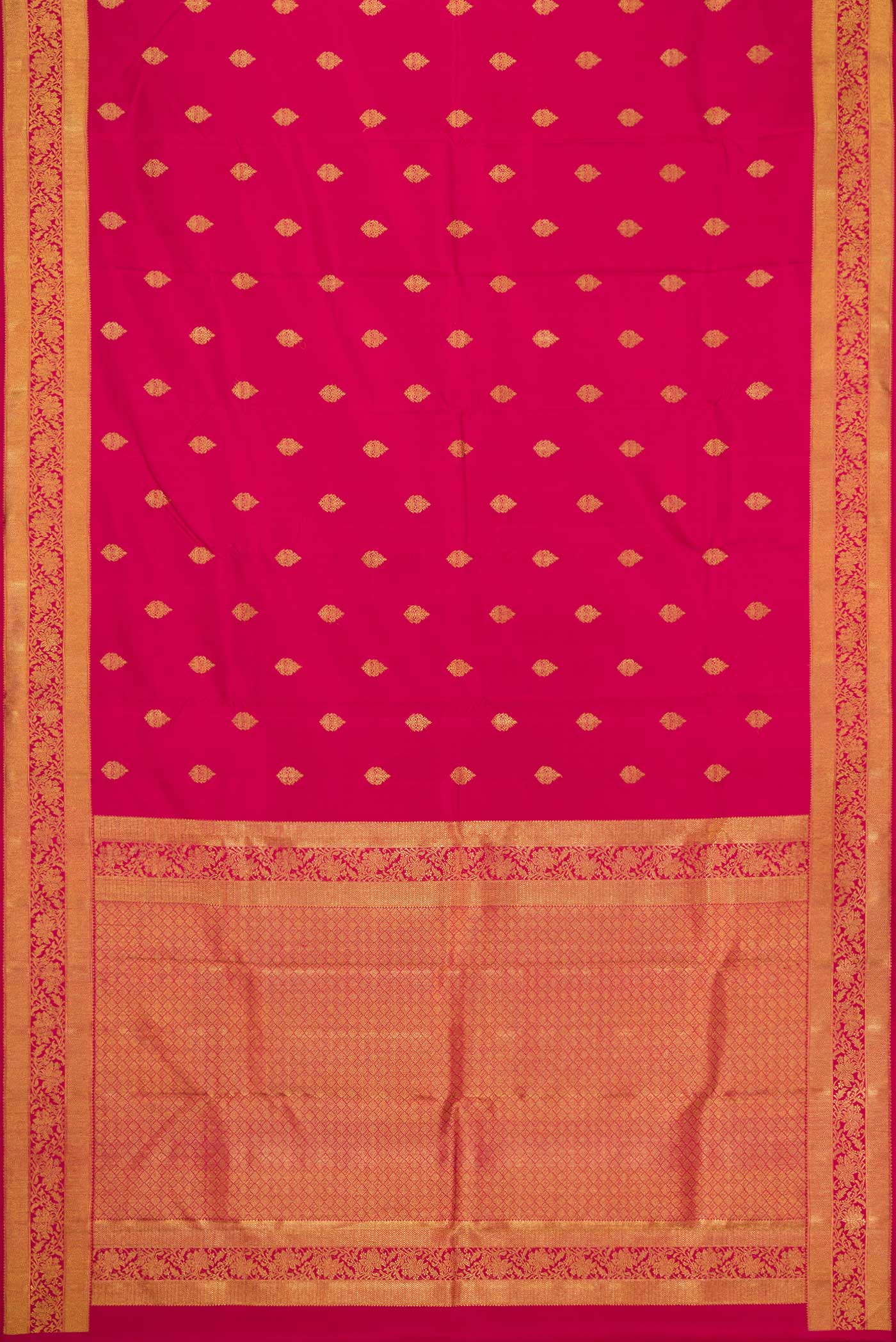 Pure Silk Pure Zari Dark Pink Dual Tone Kanjivaram Saree - Image 6
