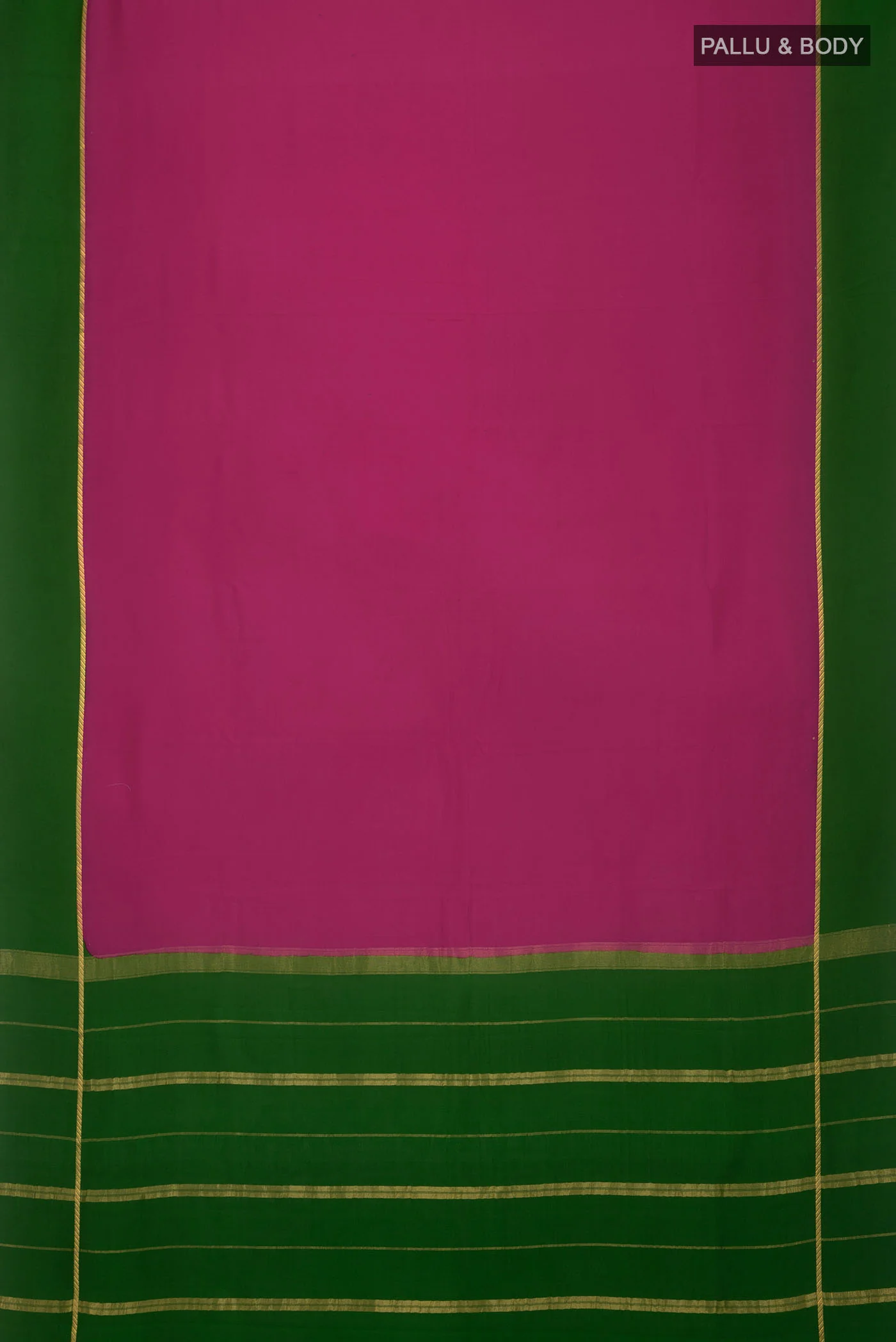 Pure Silk Pure Zari Dark Pink Mysore Crepe Saree - Image 6