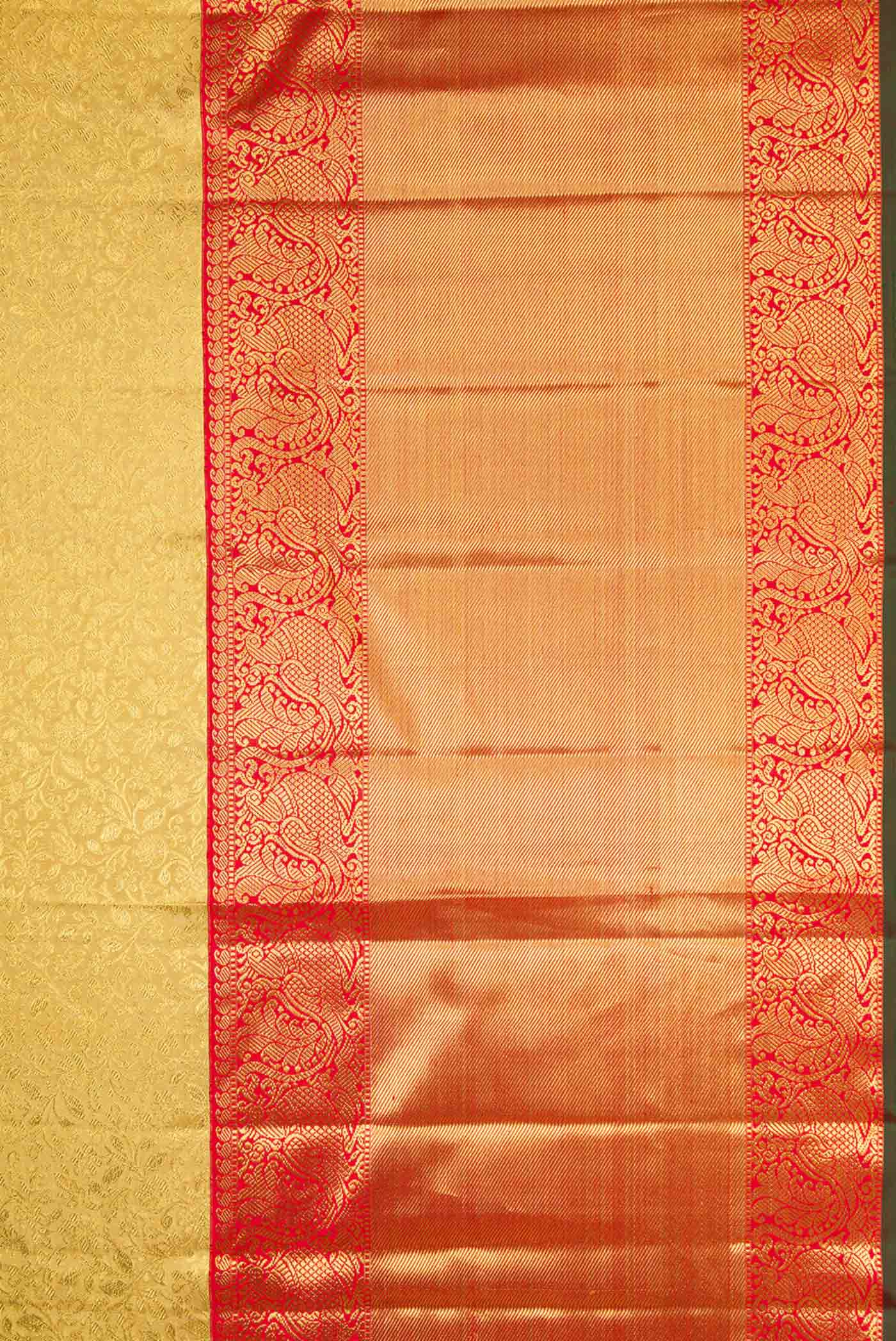 Pure Silk Pure Zari Gold Dual Tone Kanjivaram Tissue Saree - Image 3