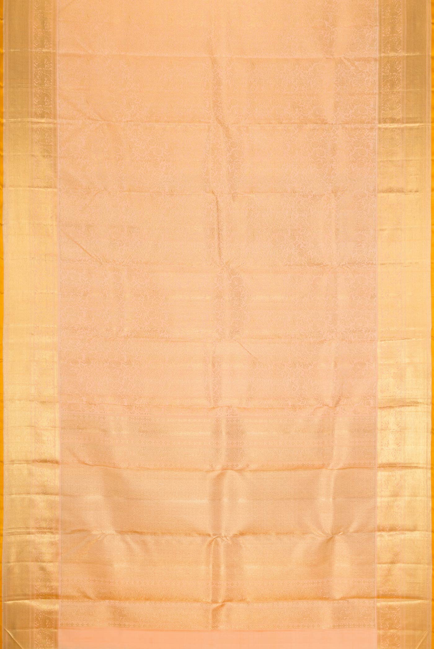 Pure Silk Pure Zari Golden Peach Dual Tone Kanjivaram Saree - Image 6