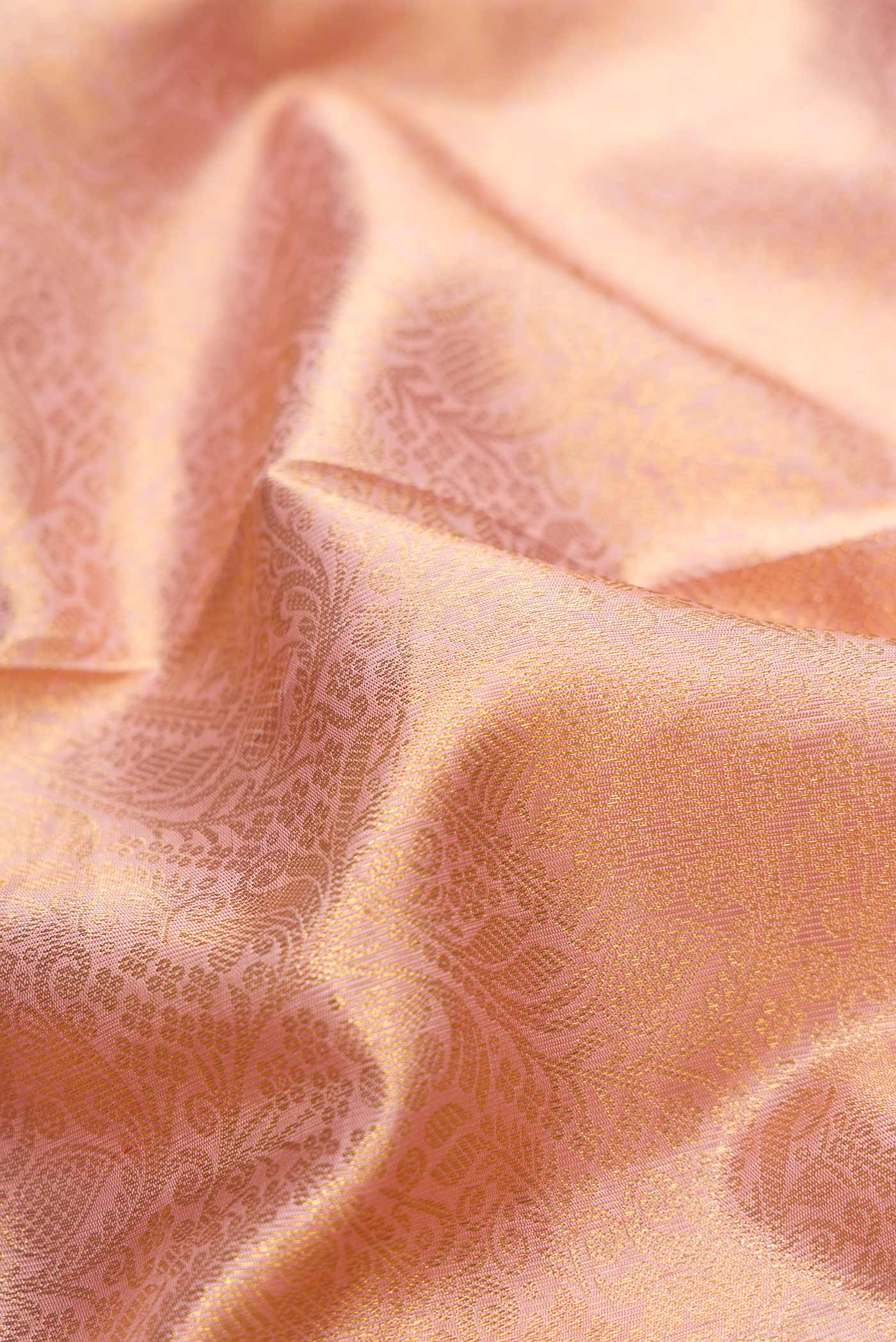 Pure Silk Pure Zari Rose Gold Kanjivaram Saree - Image 2